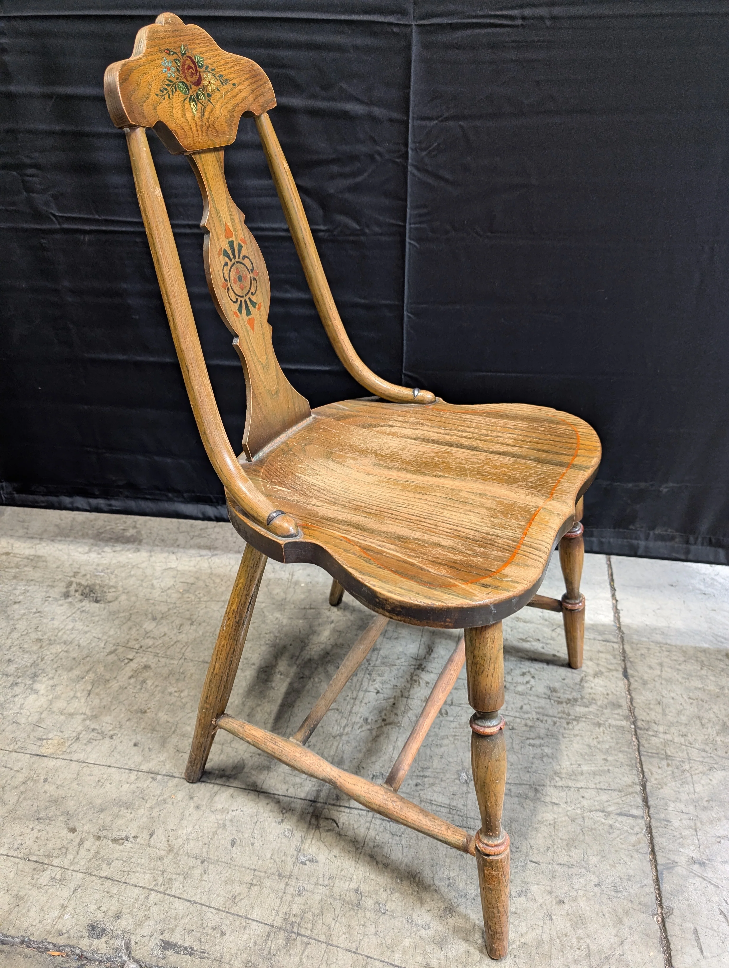 Vintage Hand-Painted Floral Wooden Accent Chair - Image 5