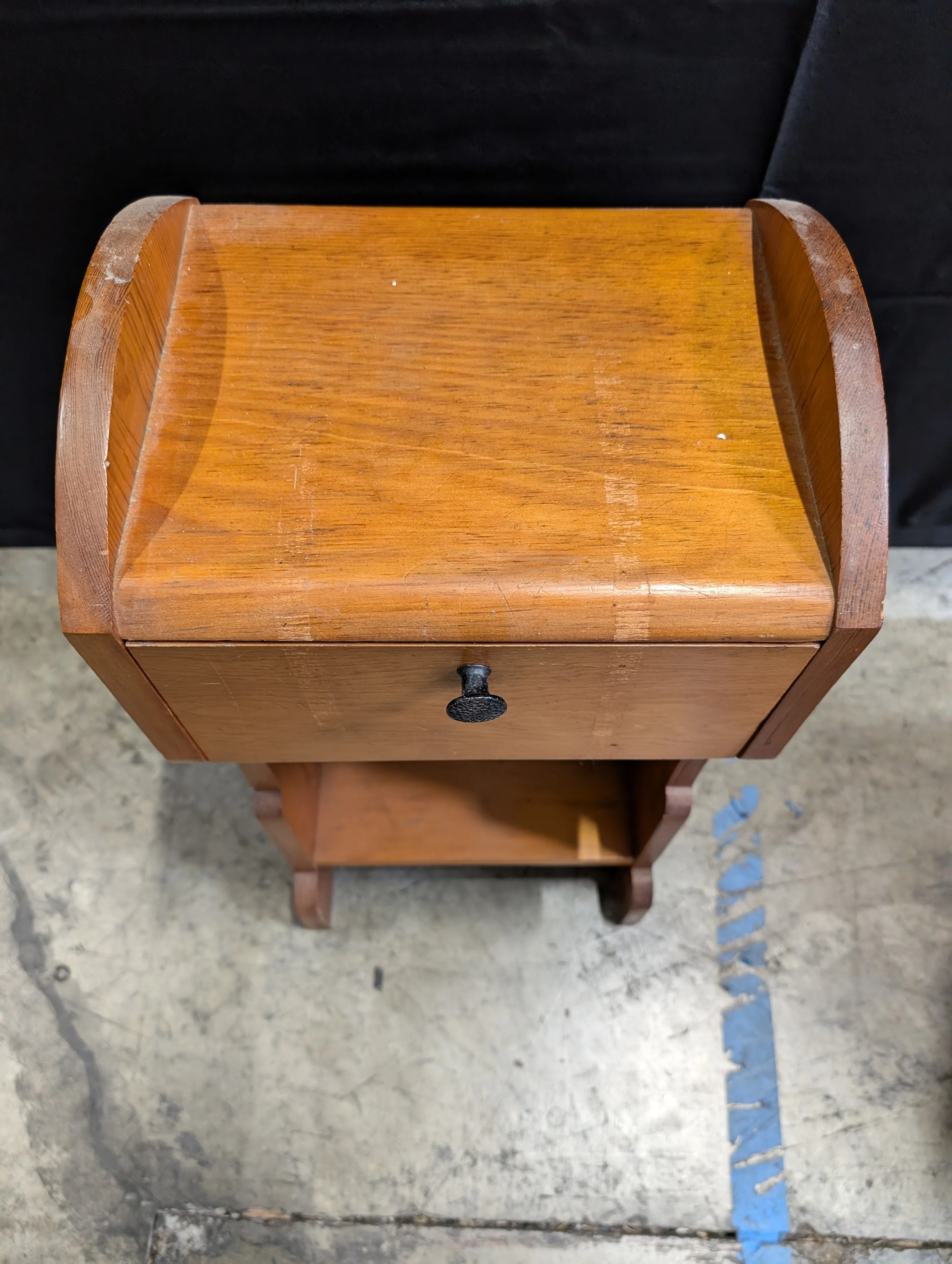 Vintage Wood Accent Table with Drawer and Open Shelves - Image 2