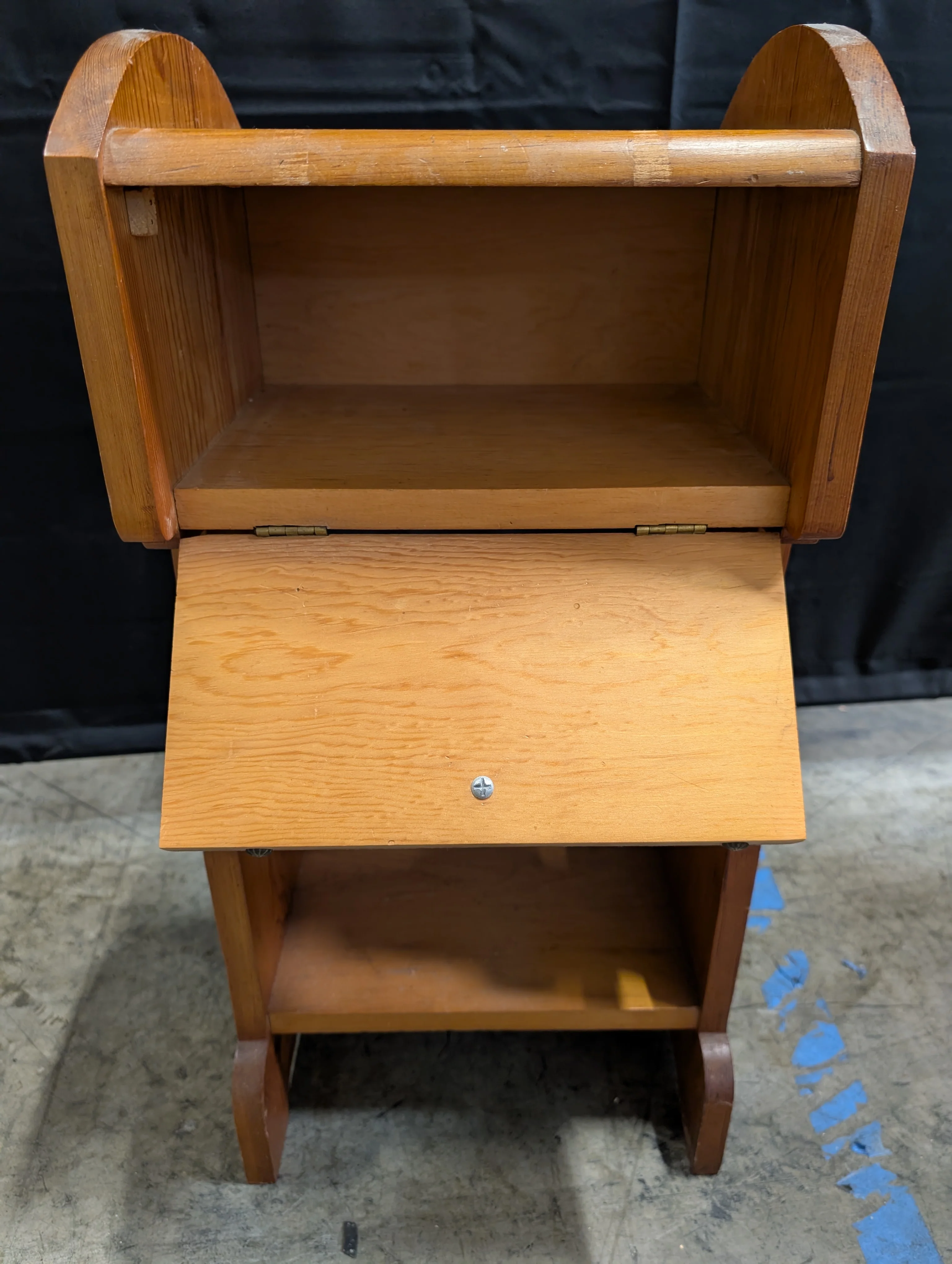Vintage Wood Accent Table with Drawer and Open Shelves - Image 3
