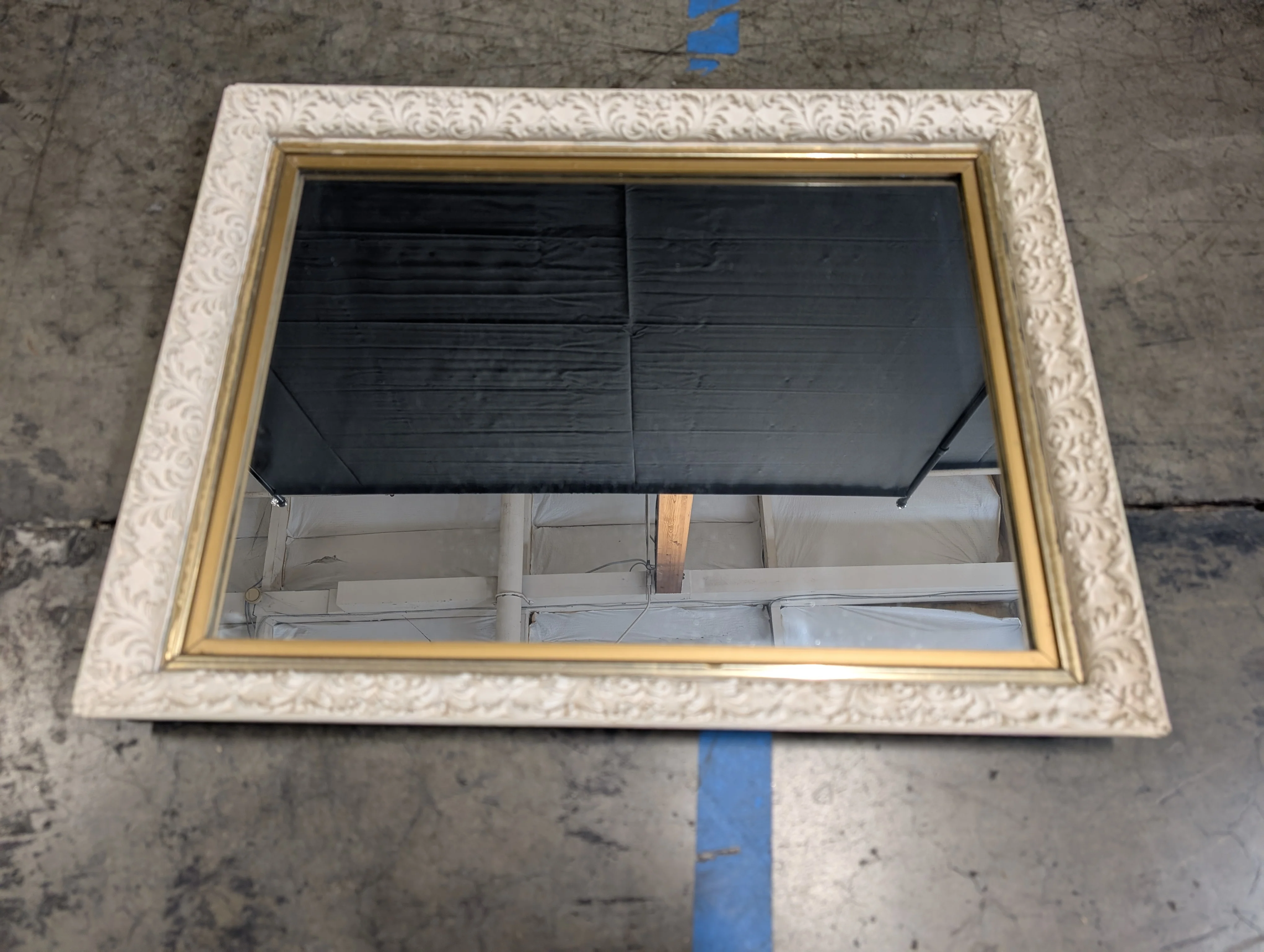 Decorative Cream and Gold Scrollwork Wall Mirror