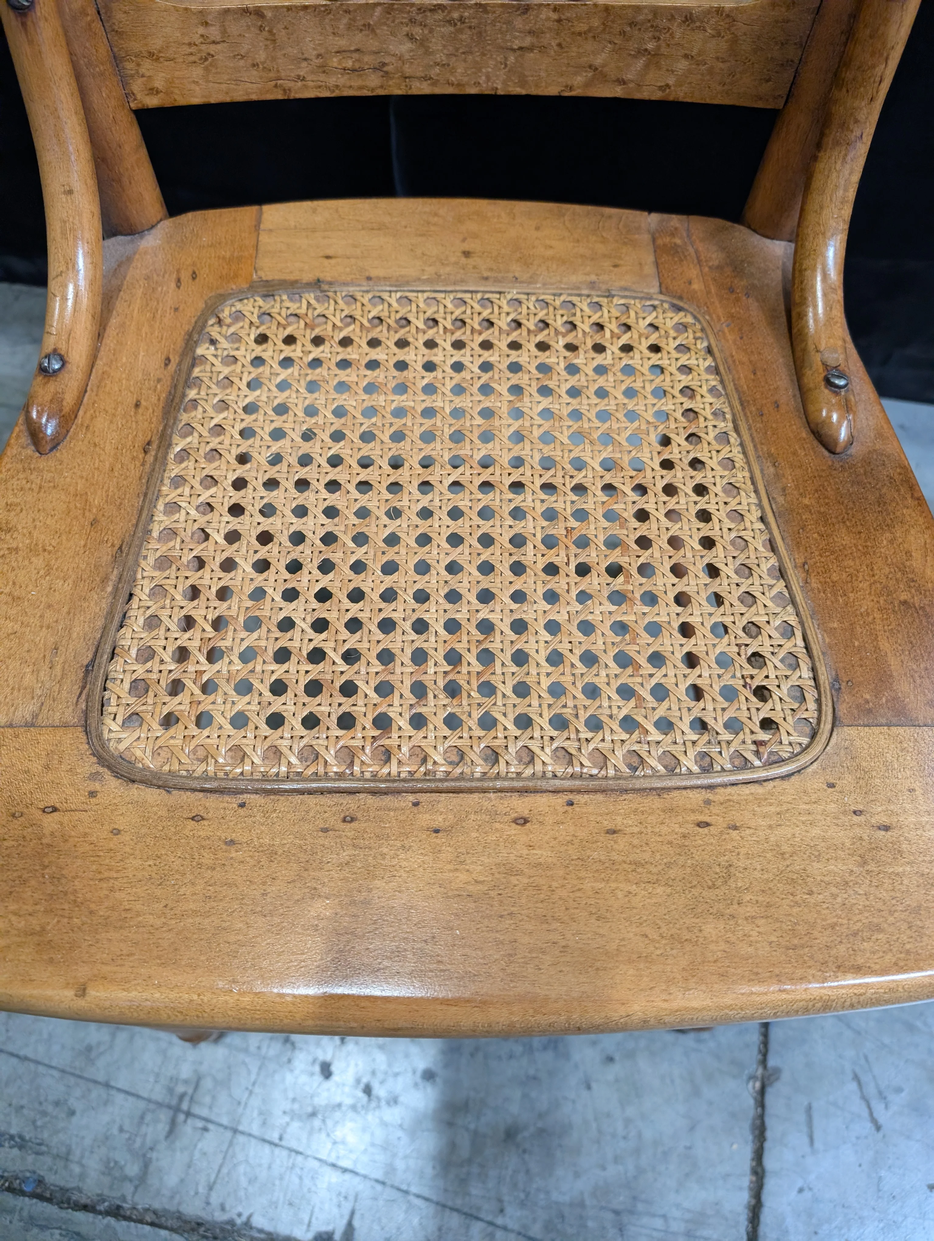 Vintage Spindle Back Wooden Chair with Cane Seat - Image 5