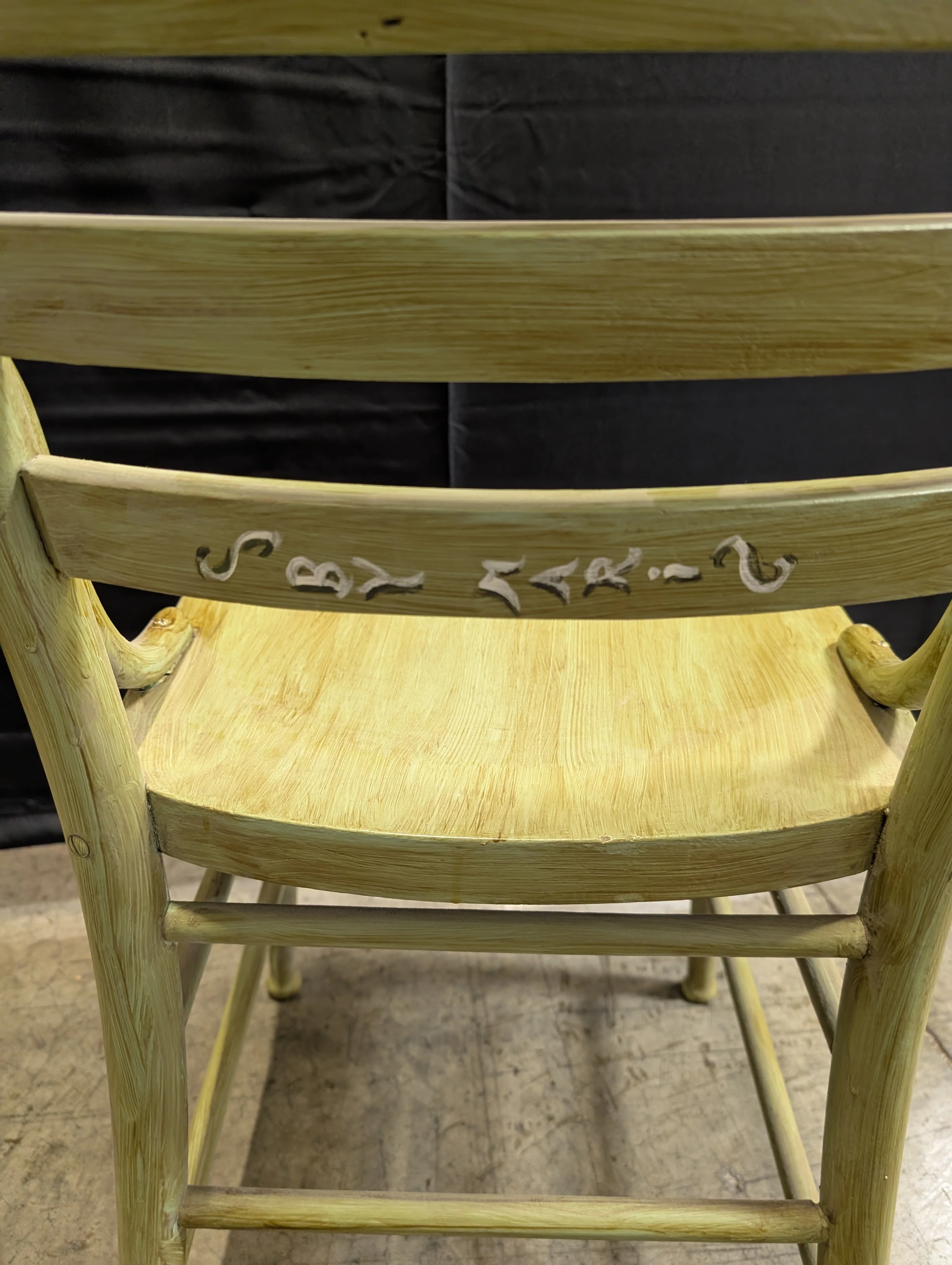 Hand-Painted Green Wood Cottagecore Accent Chair with Fruit Motif - Image 3