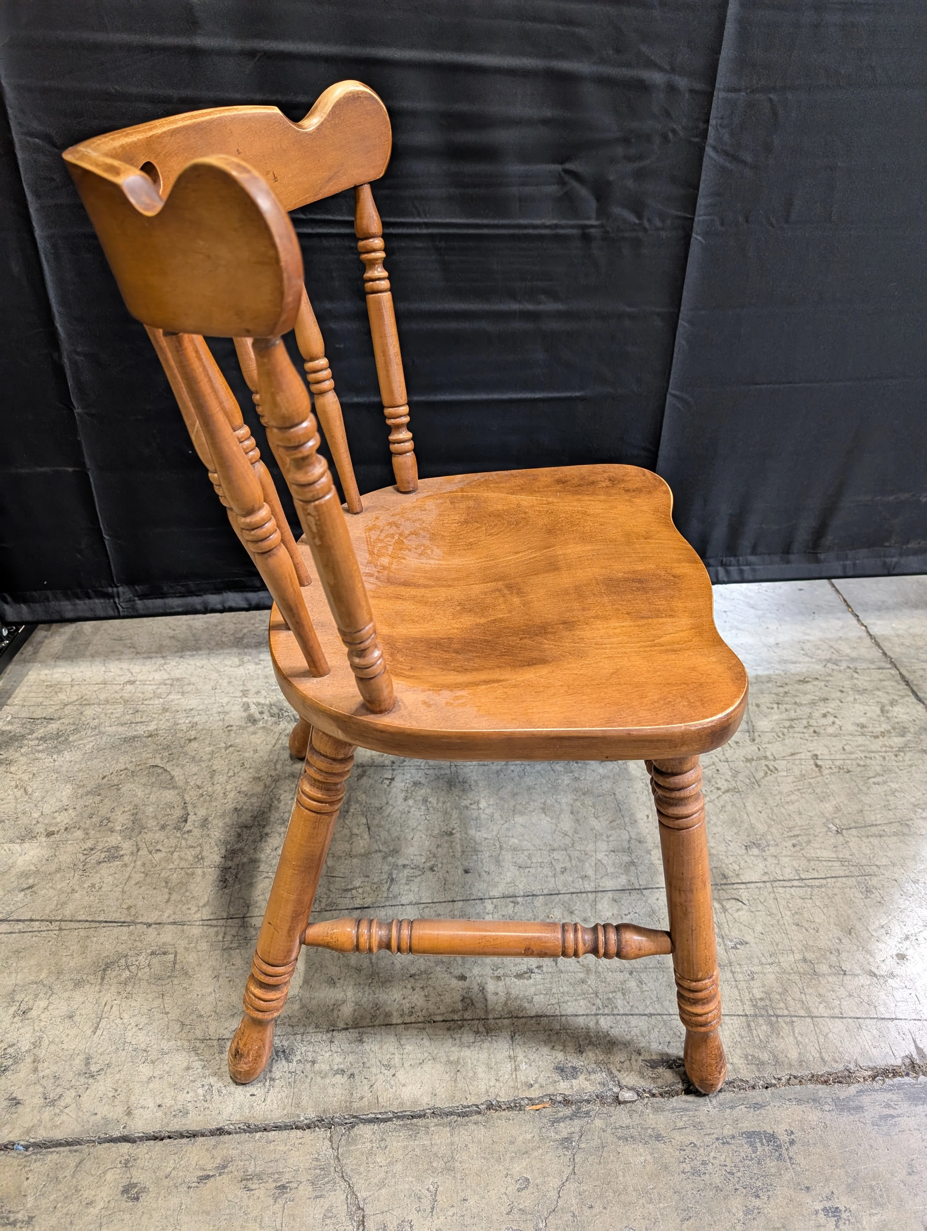 Rustic Wooden Spindle Back Chair with Heart Cutout - Image 4