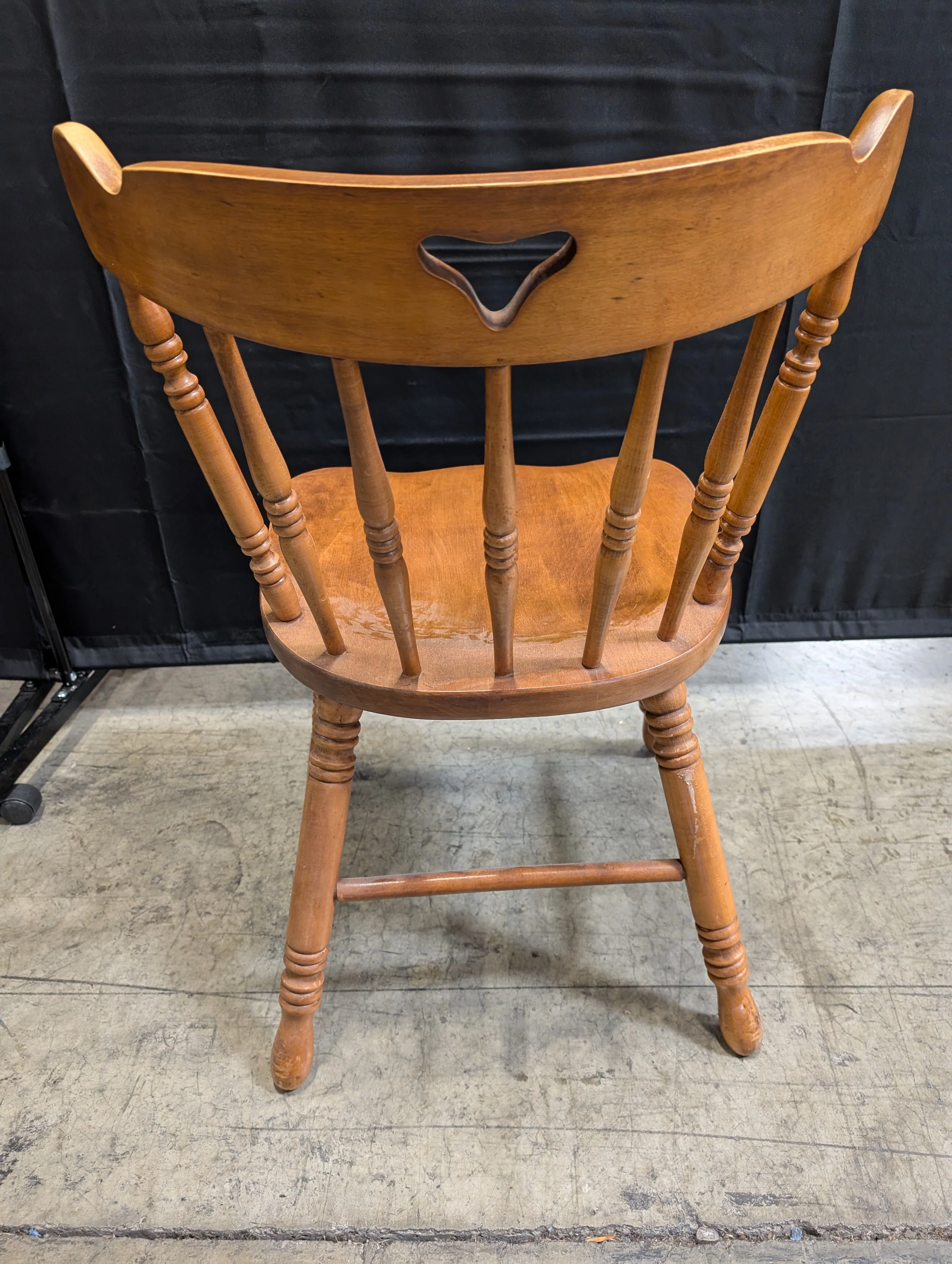 Rustic Wooden Spindle Back Chair with Heart Cutout - Image 5