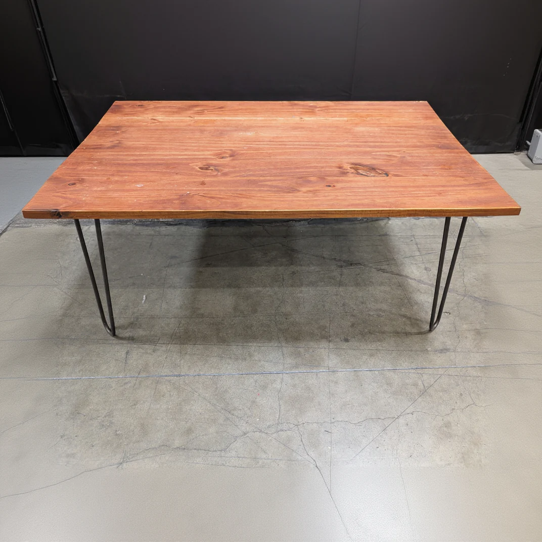 Rustic Wood Coffee Table with Black Hairpin Legs