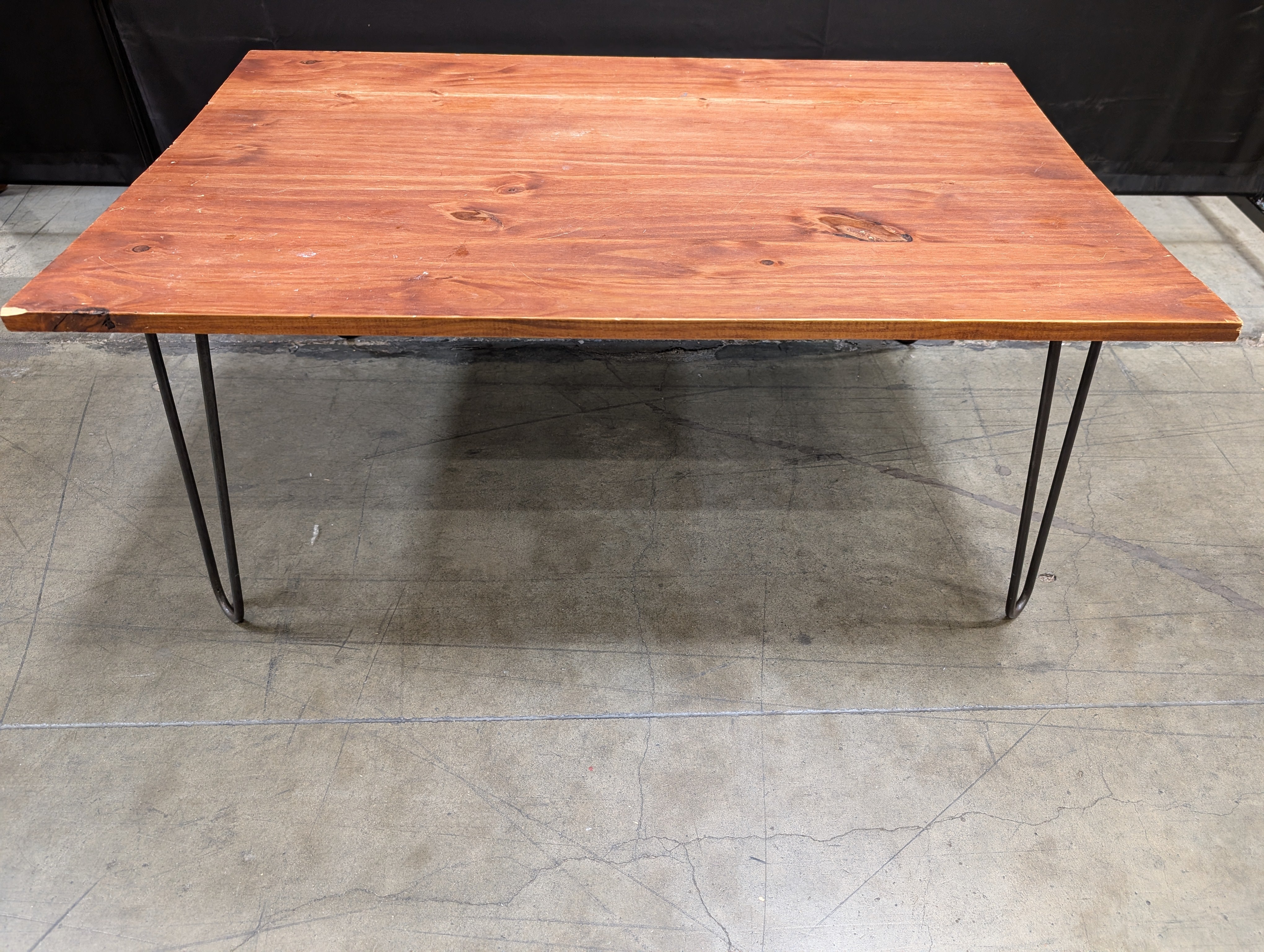 Rustic Wood Coffee Table with Black Hairpin Legs - Image 2