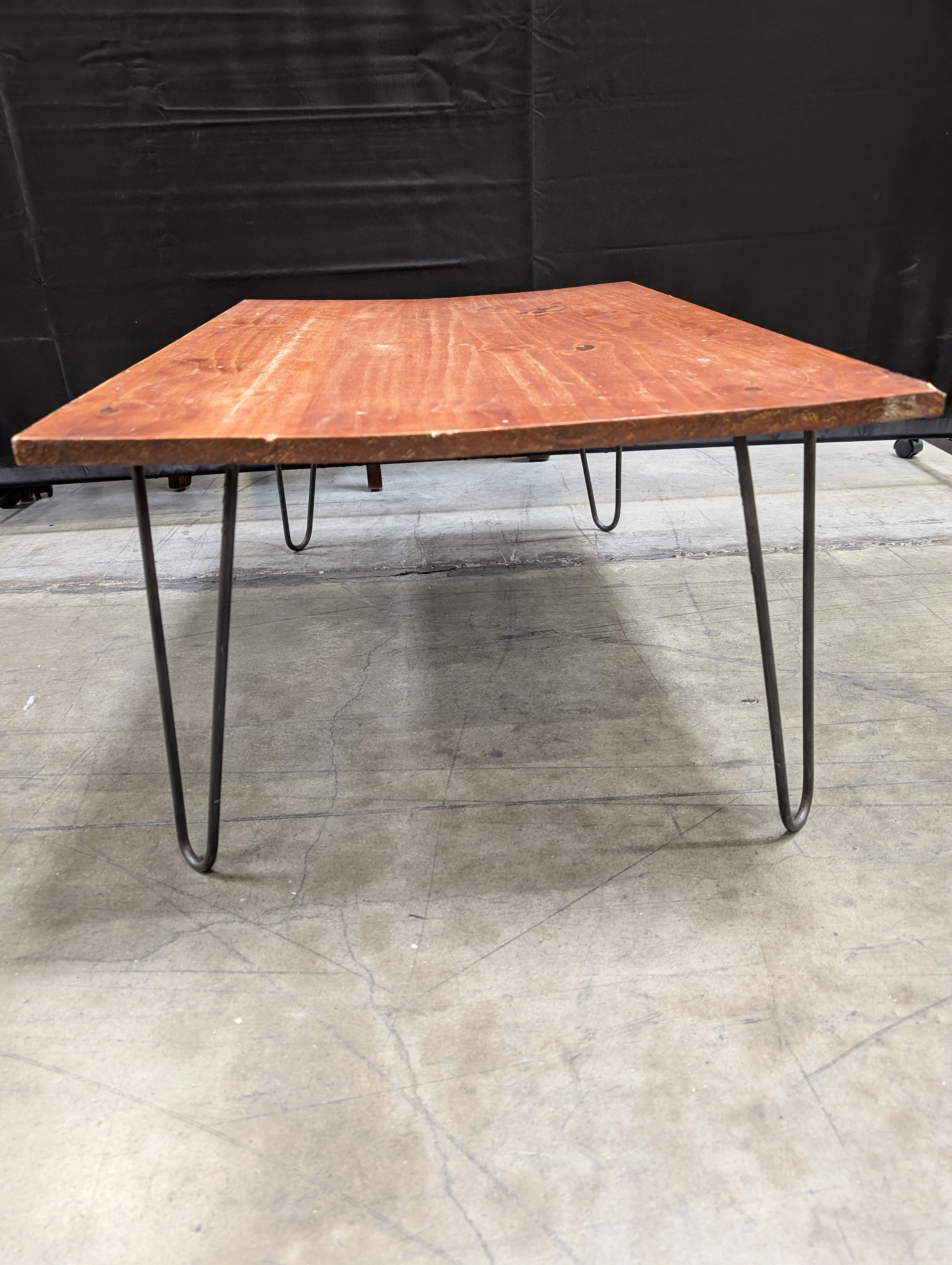 Rustic Wood Coffee Table with Black Hairpin Legs - Image 4