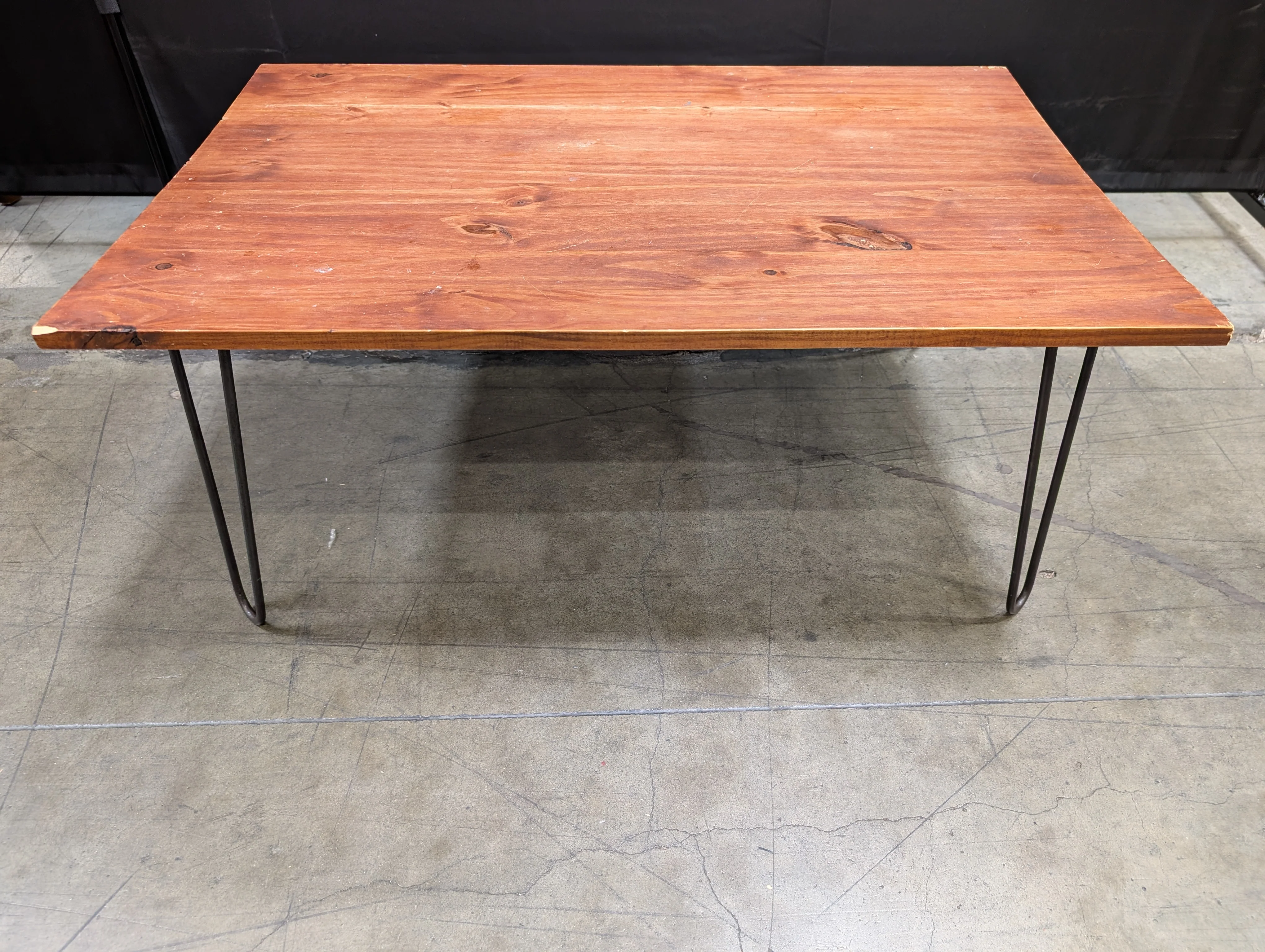 Rustic Wood Coffee Table with Black Hairpin Legs - Image 5