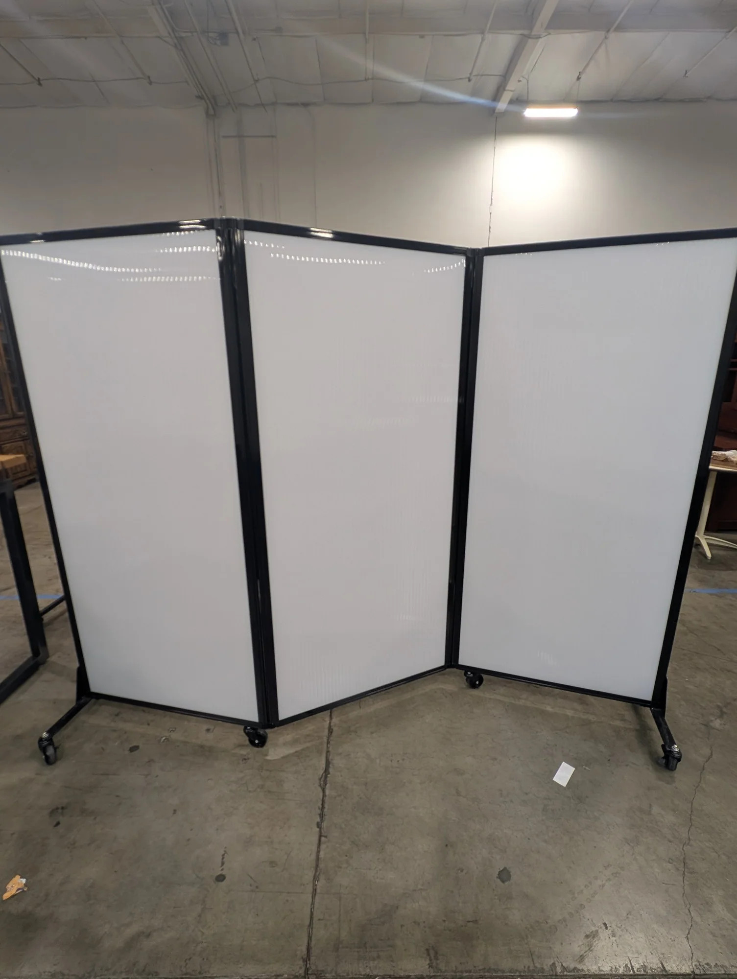 Mobile Three-Panel Room Divider with White Panels - Image 3