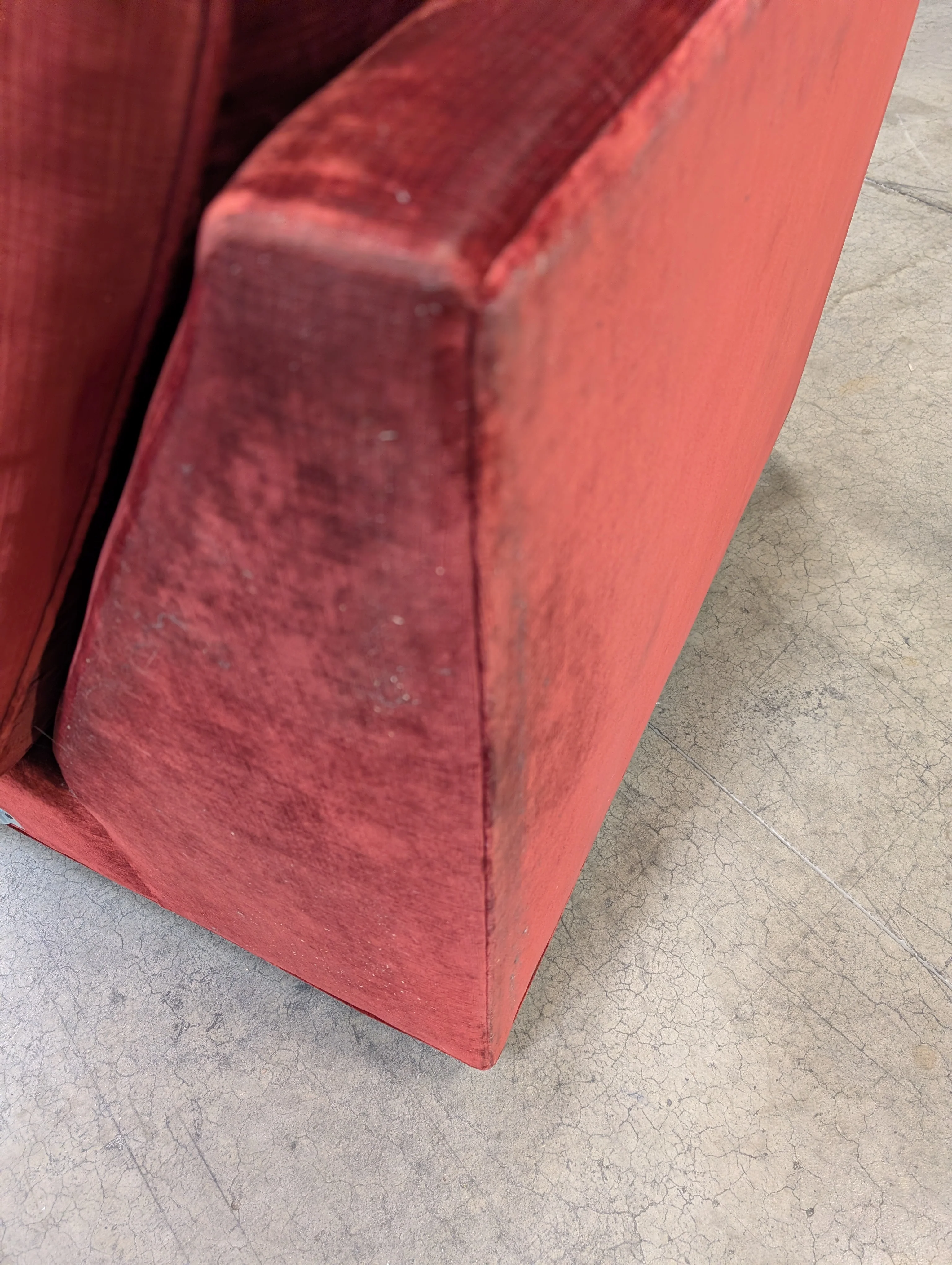 Used Vintage Style Red Velvet Sectional Sofa - Image 4