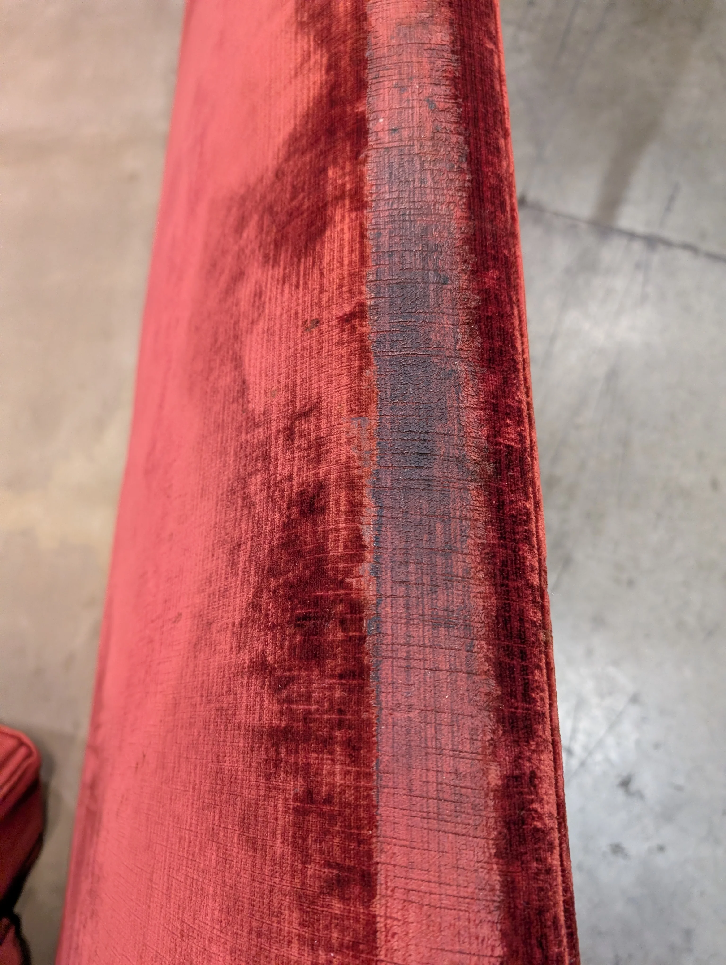 Used Vintage Style Red Velvet Sectional Sofa - Image 6