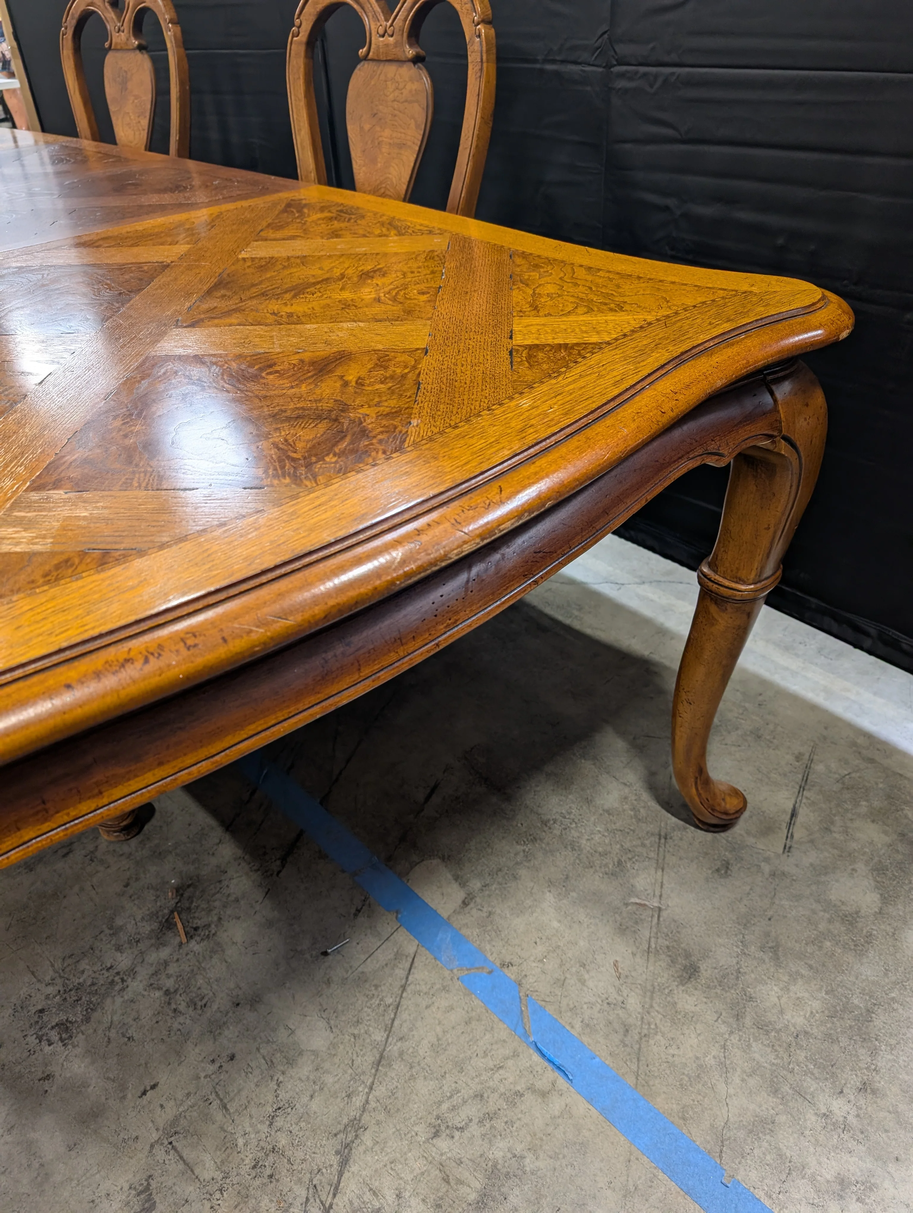 Ornate Inlaid Wood Thomasville Dining Table with Matching Chairs - Image 10