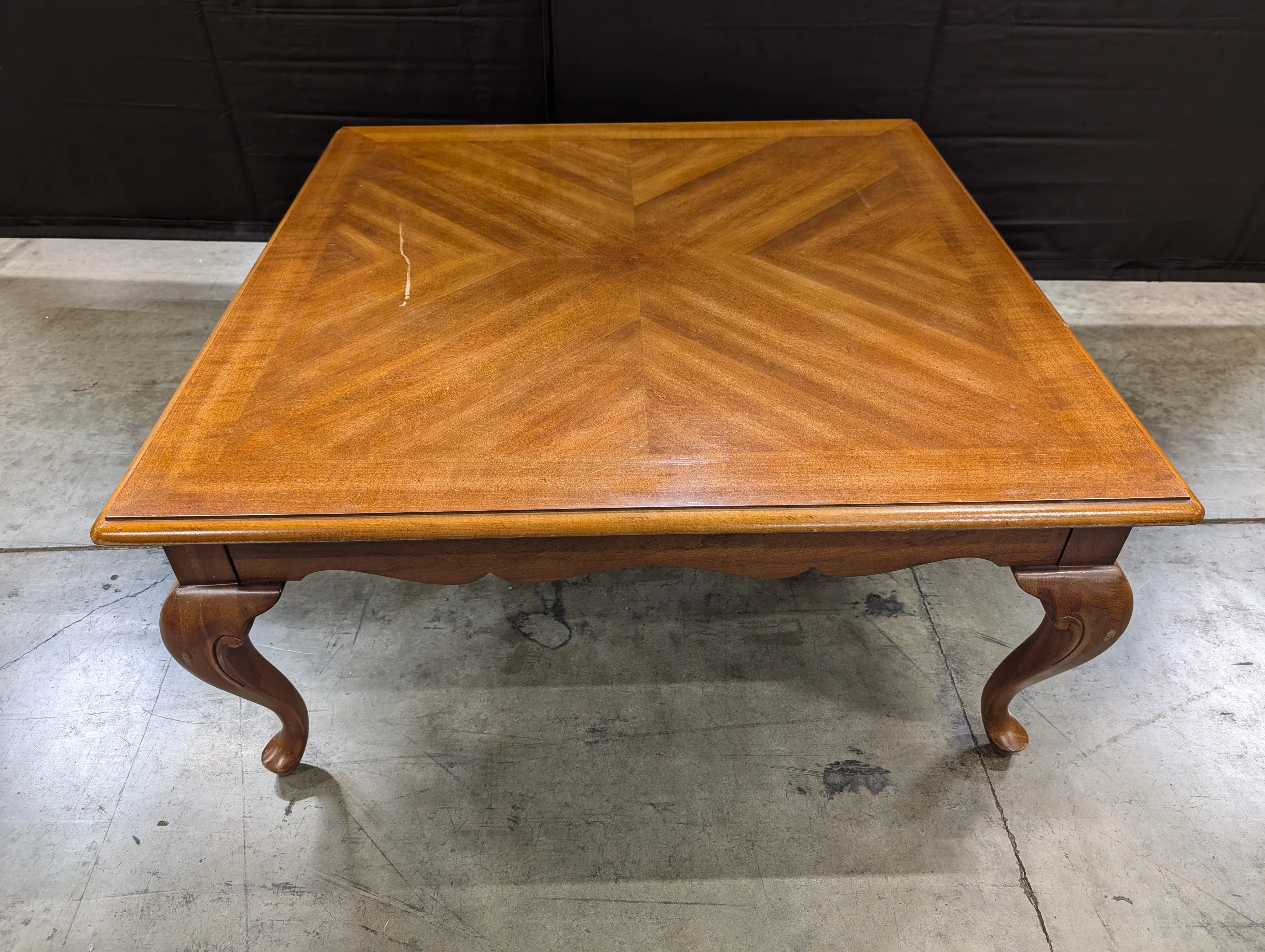 Traditional Square Wood Coffee Table with Cabriole Legs - Image 2
