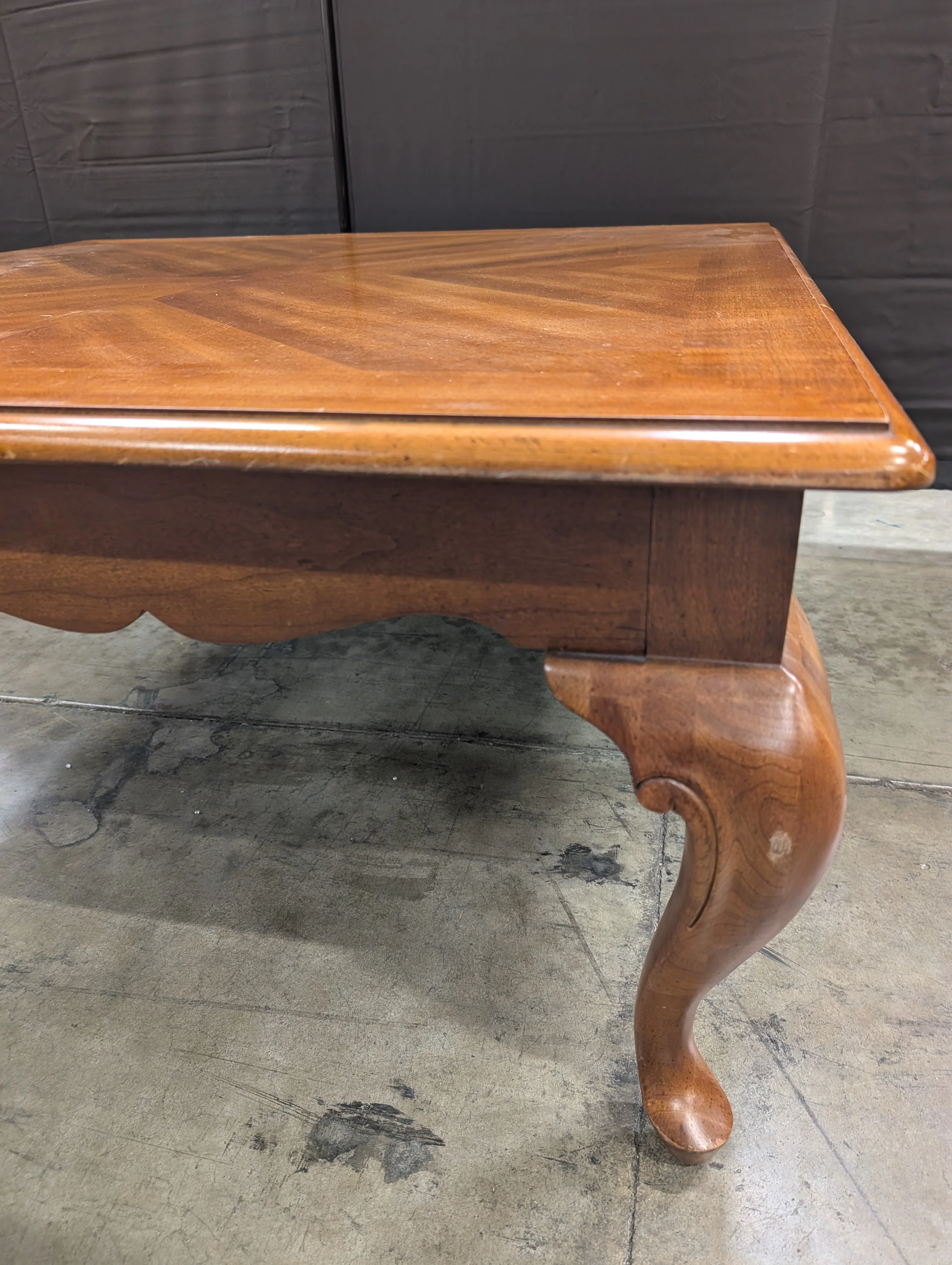 Traditional Square Wood Coffee Table with Cabriole Legs - Image 3