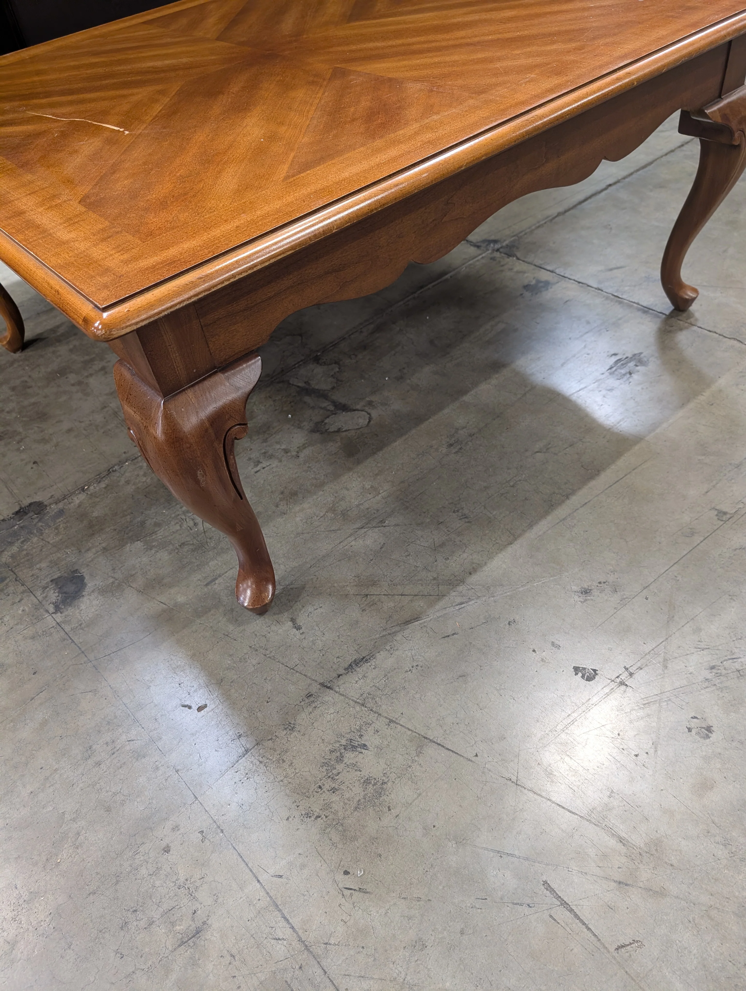 Traditional Square Wood Coffee Table with Cabriole Legs - Image 5