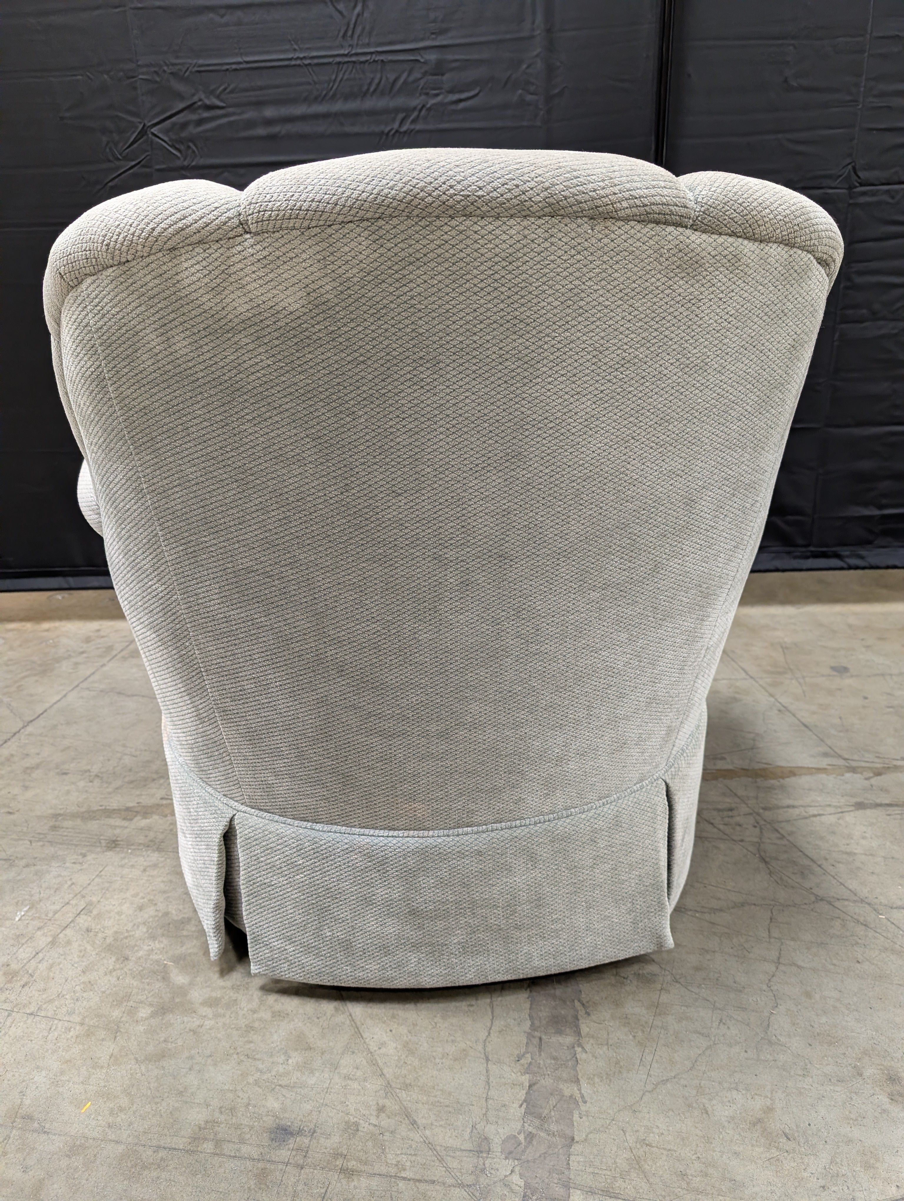 Textured Upholstered Scalloped Back Swivel Armchair - Image 5
