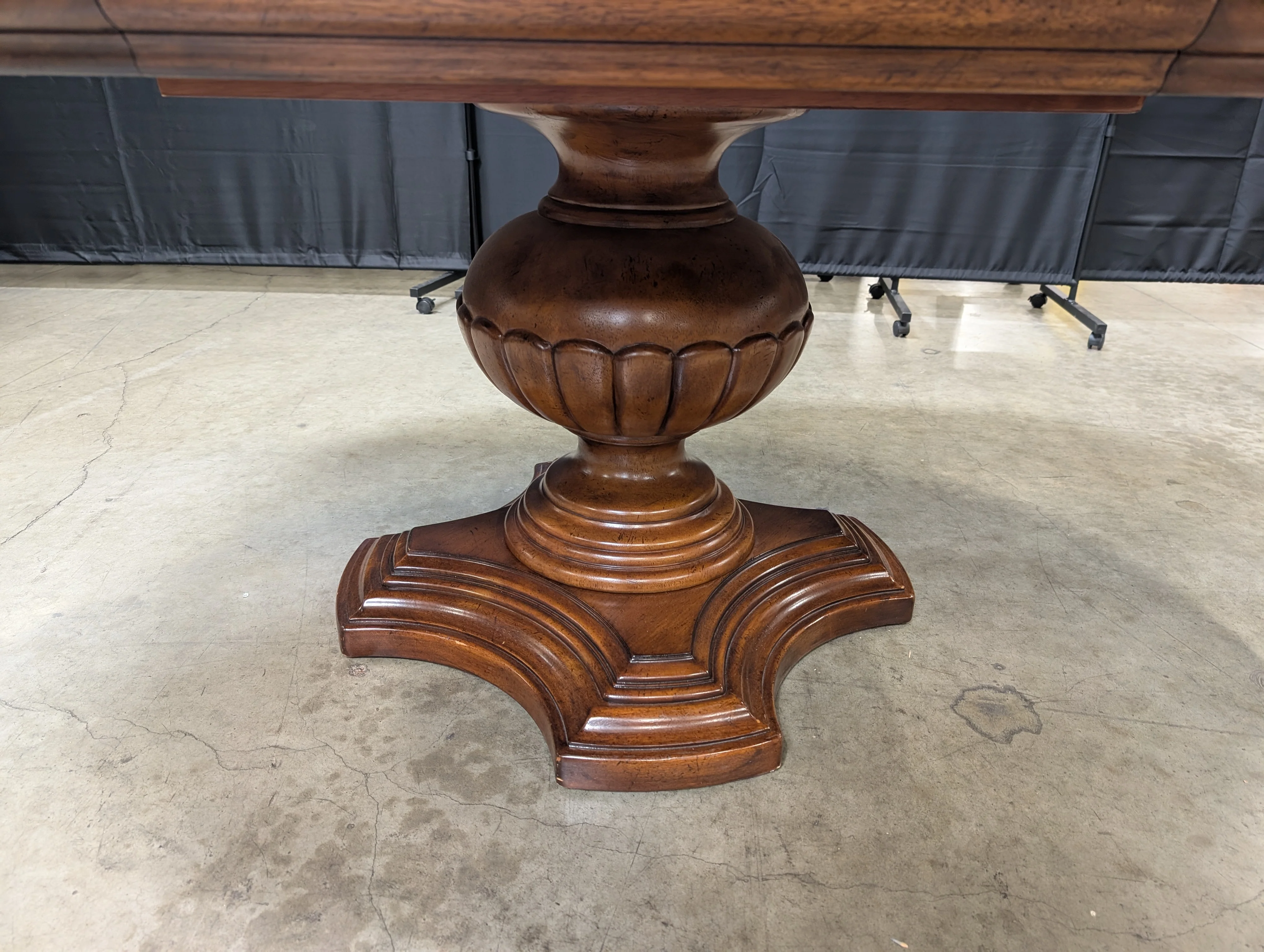 Round Inlaid Wood Pedestal Dining Table - Image 10