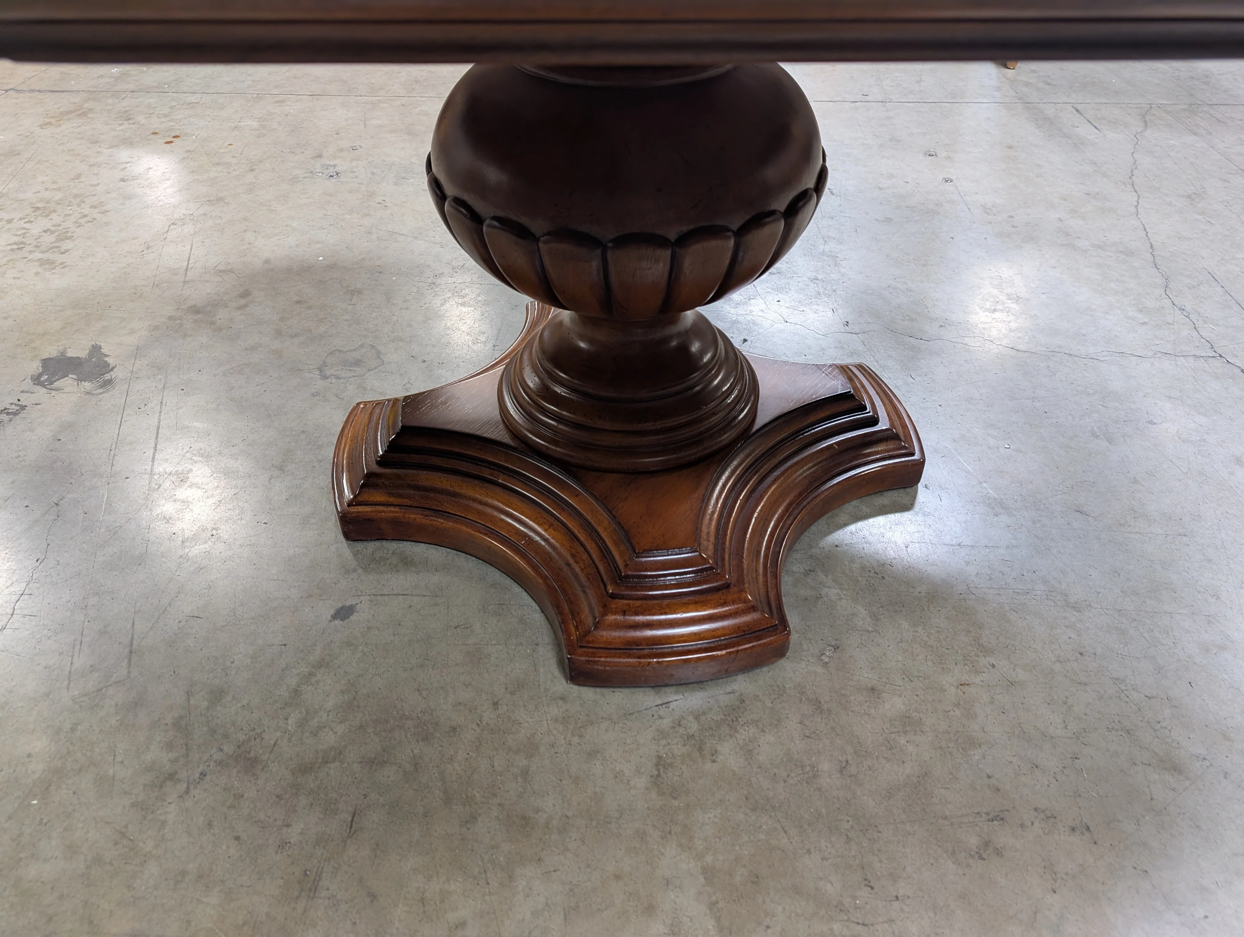 Round Inlaid Wood Pedestal Dining Table - Image 7