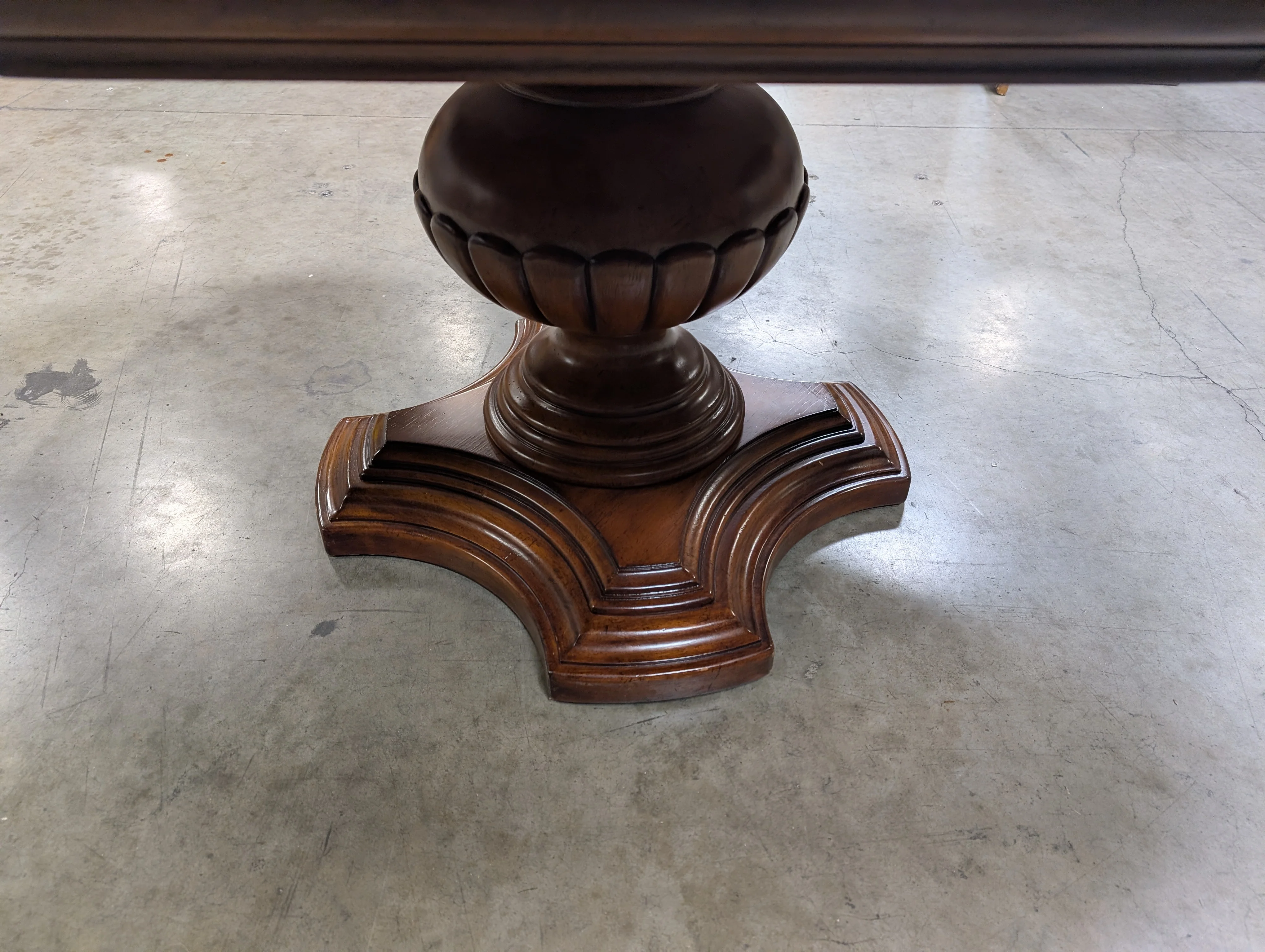 Round Inlaid Wood Pedestal Dining Table - Image 8