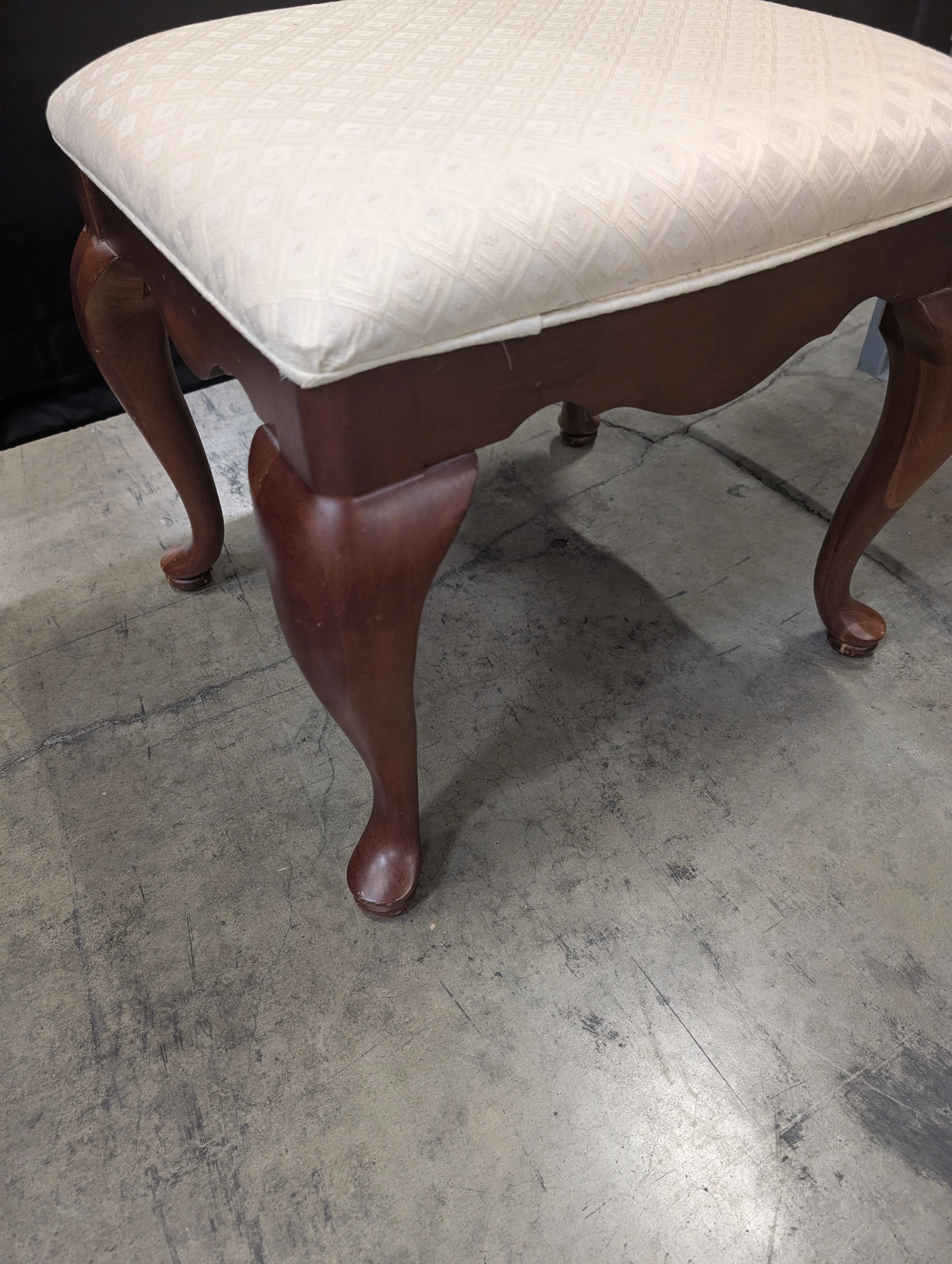 Traditional Upholstered Footstool with Cabriole Legs - Image 4