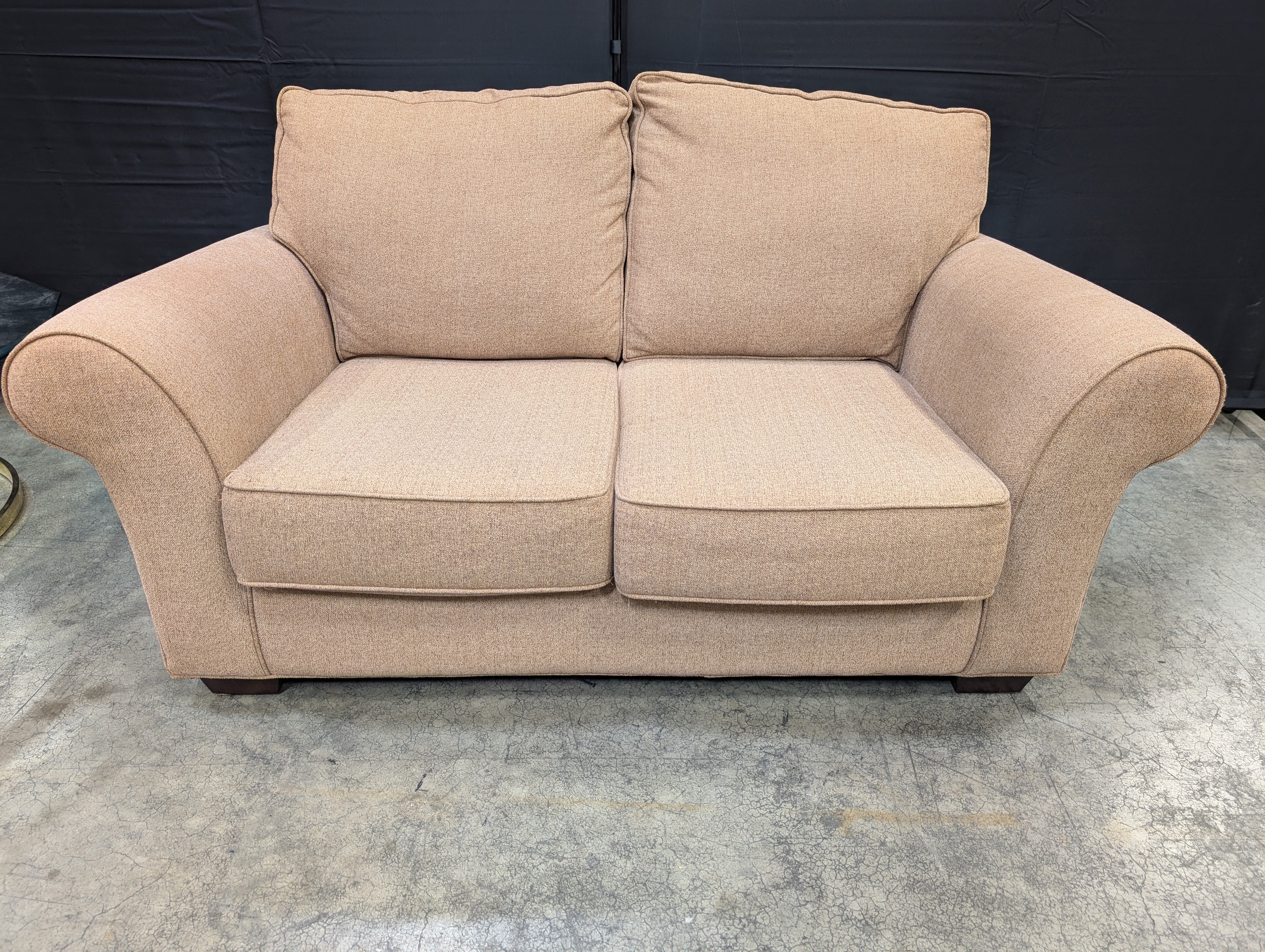 Thomasville Neutral Fabric Two-Seater Sofa with Rolled Arms