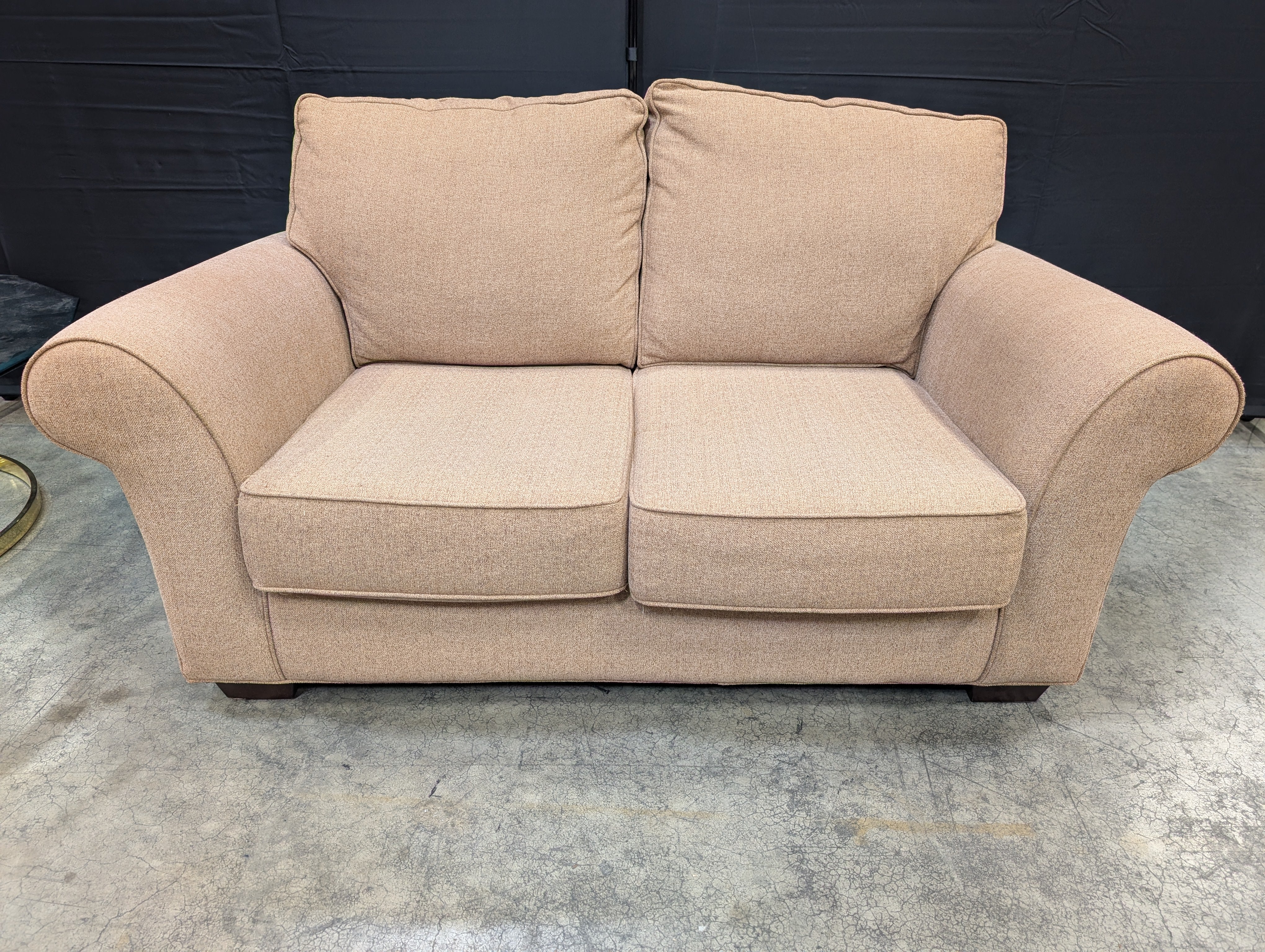 Thomasville Neutral Fabric Two-Seater Sofa with Rolled Arms - Image 2