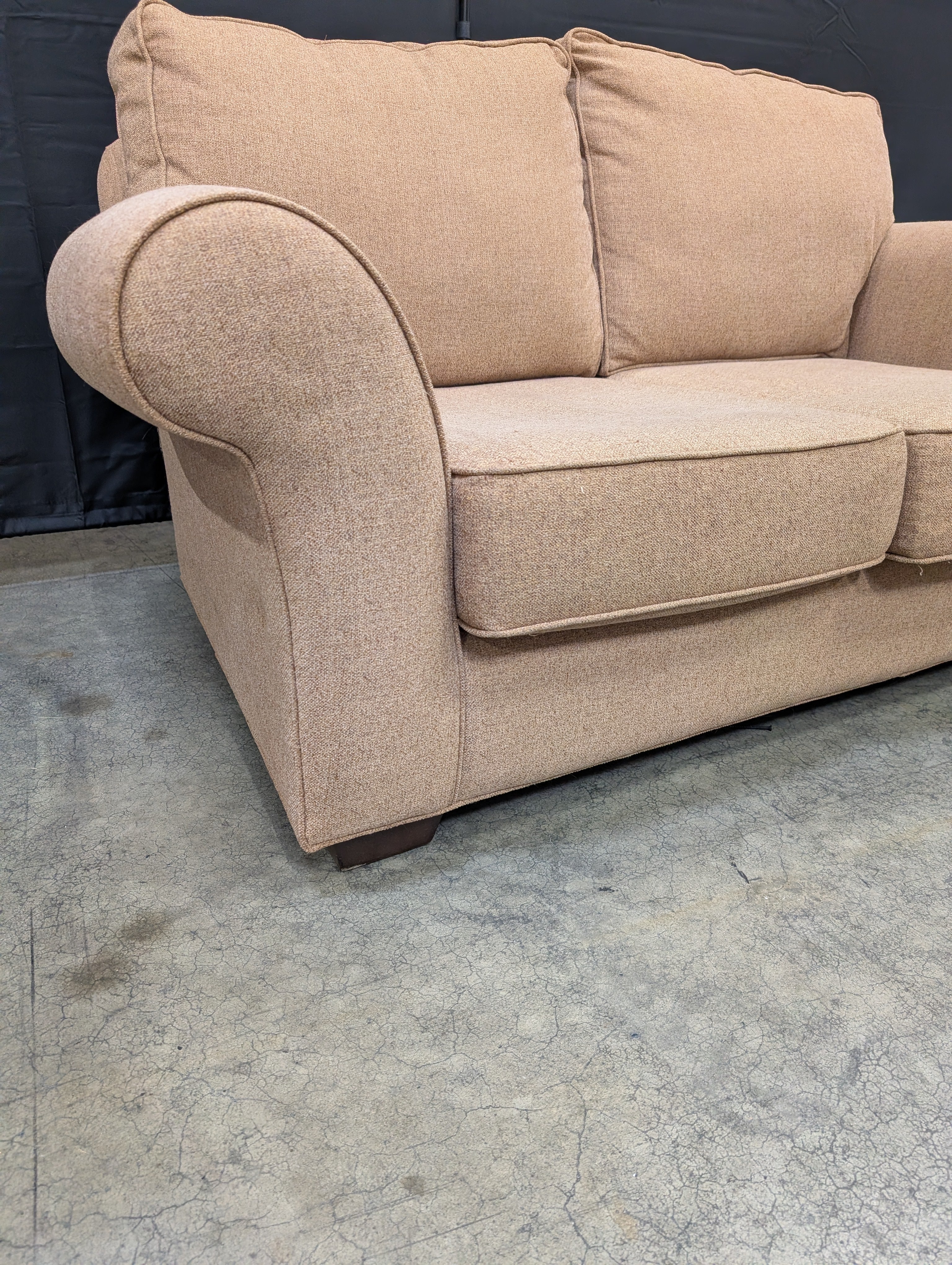 Thomasville Neutral Fabric Two-Seater Sofa with Rolled Arms - Image 3