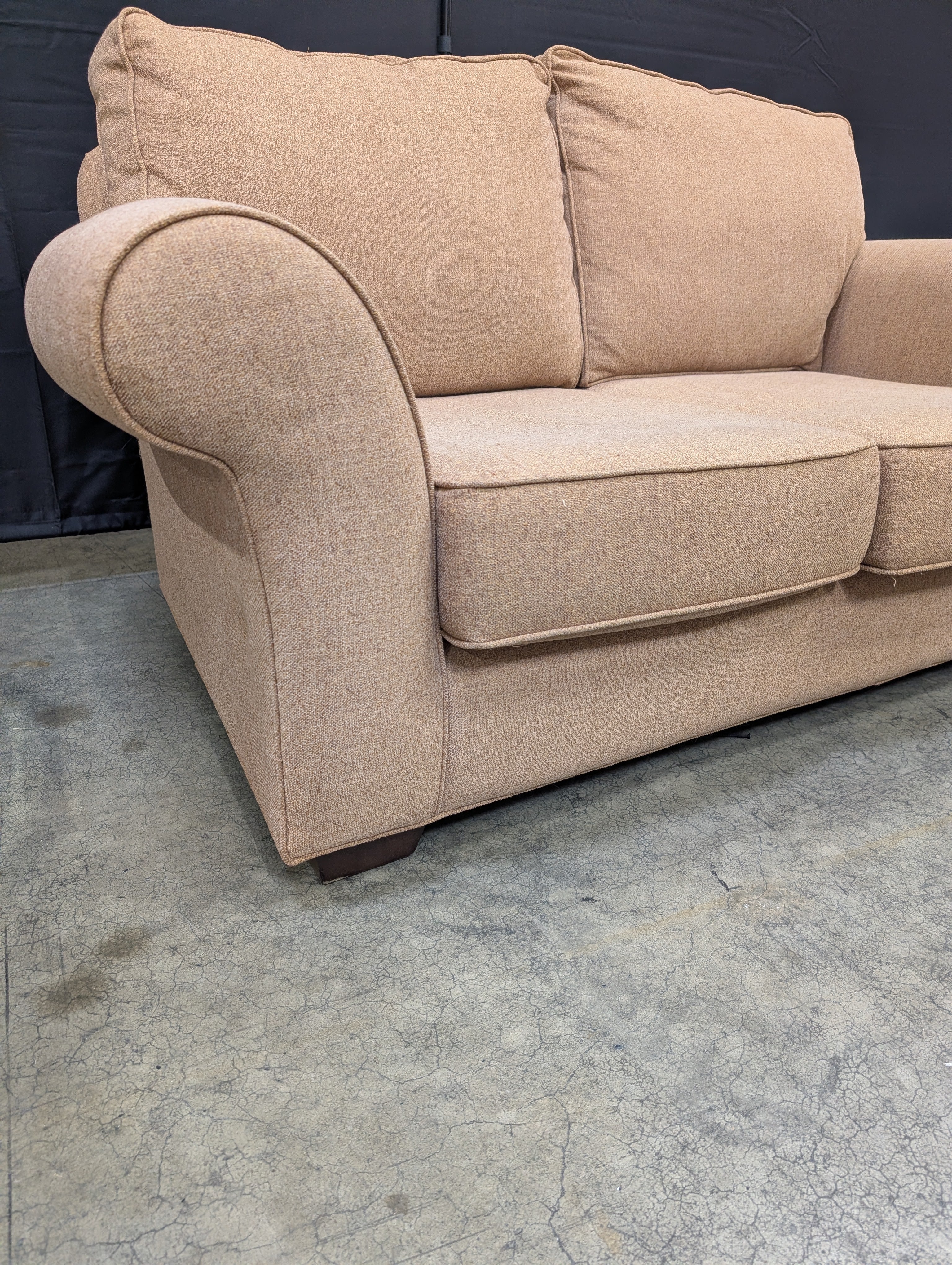 Thomasville Neutral Fabric Two-Seater Sofa with Rolled Arms - Image 4
