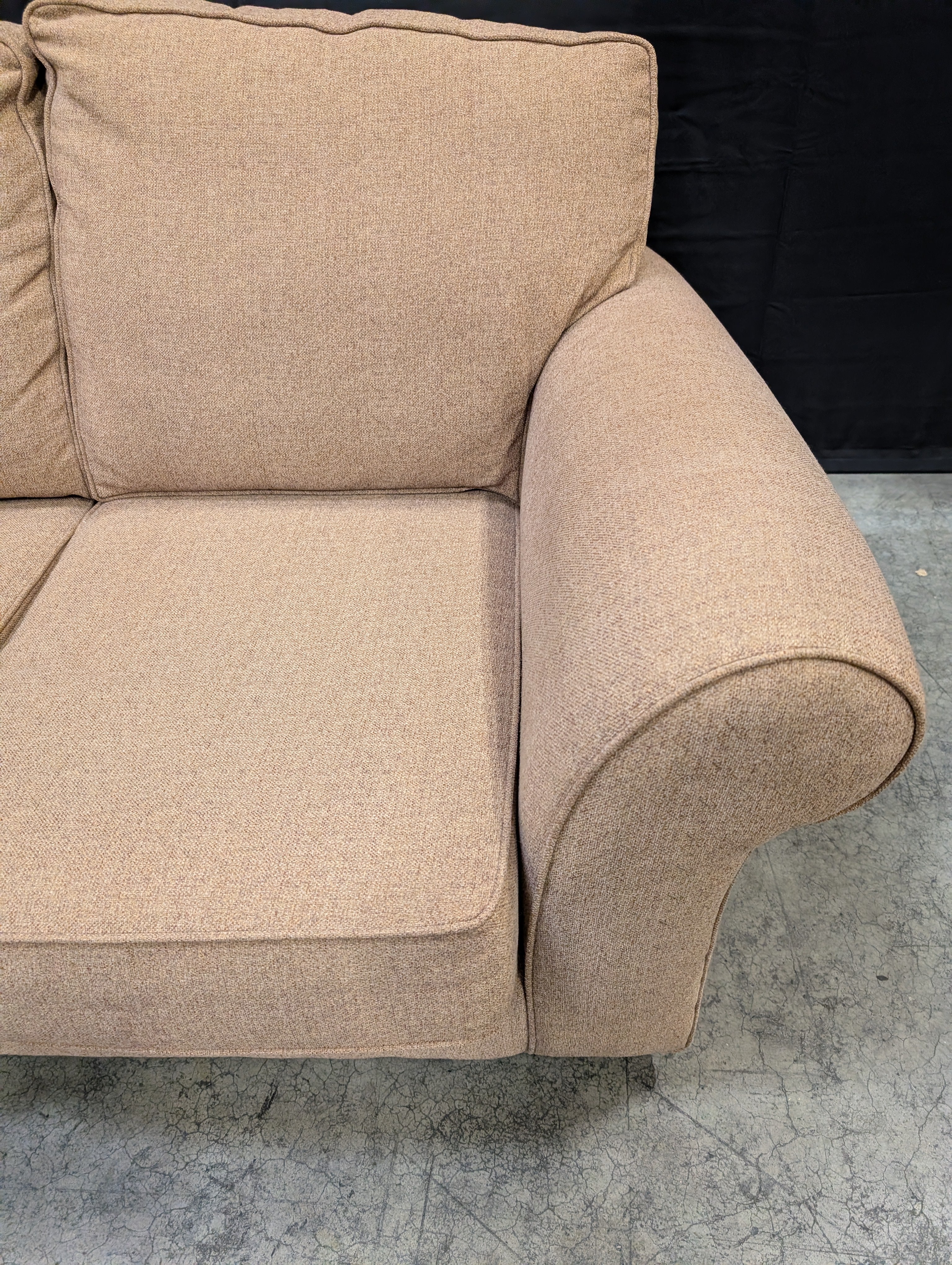 Thomasville Neutral Fabric Two-Seater Sofa with Rolled Arms - Image 5