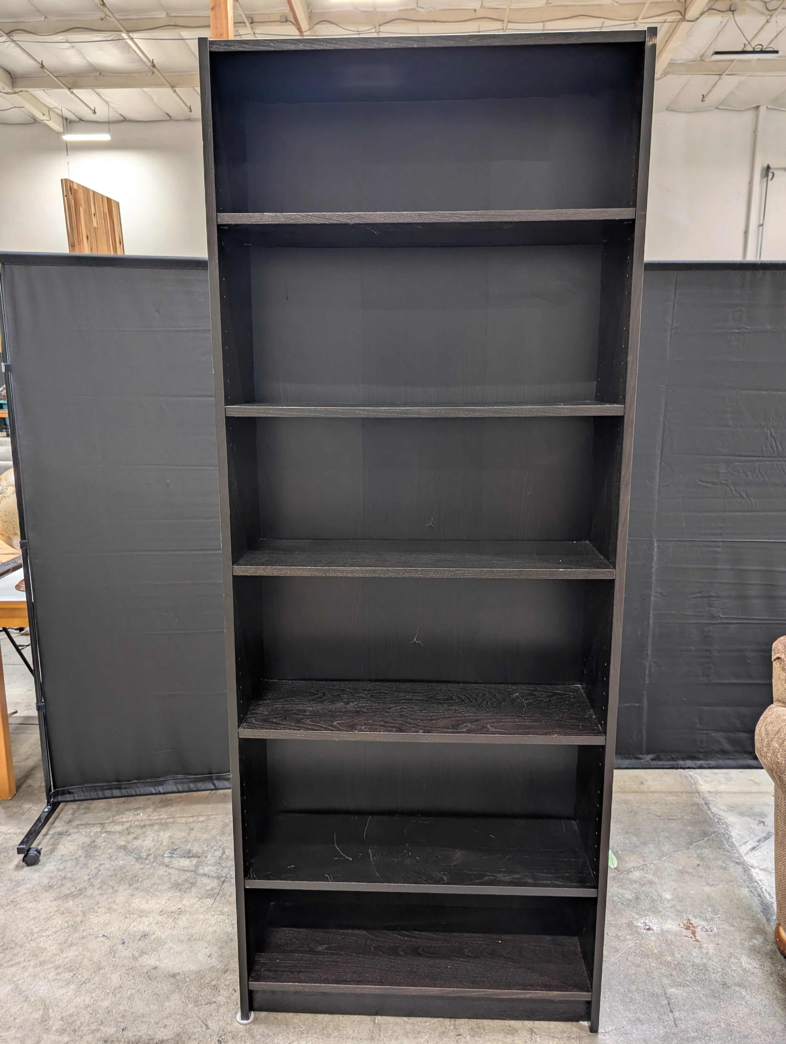 Versatile Dark Wood Grain Bookcase with Adjustable Shelves - Image 3