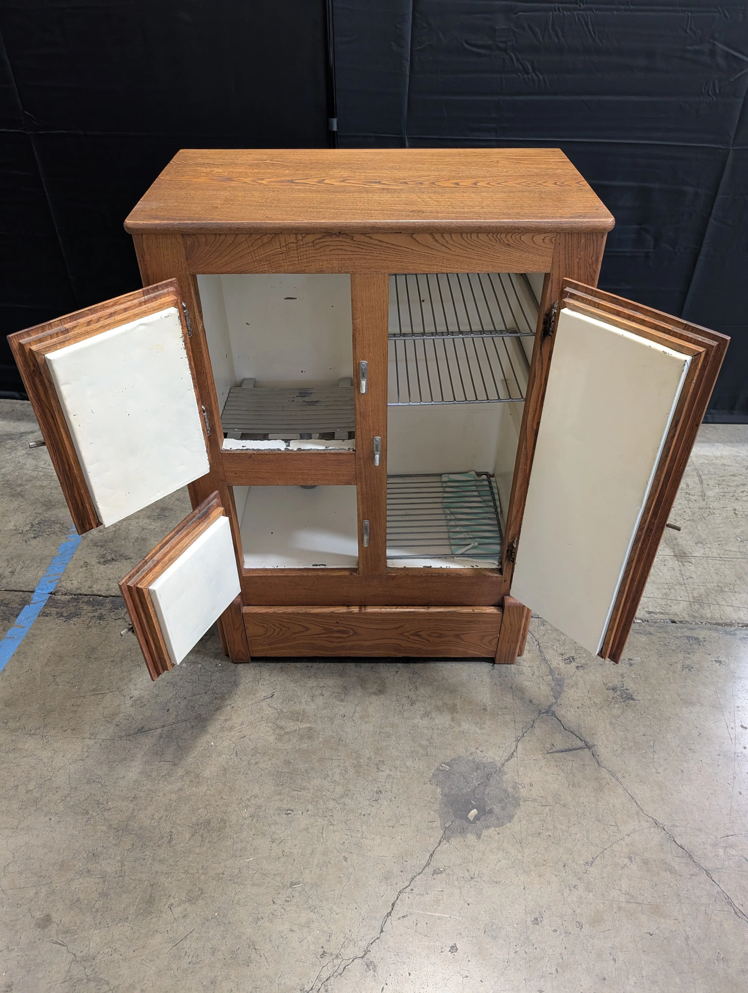 Rustic Wood Storage Cabinet with Paneled Doors and Metal Latches - Image 2