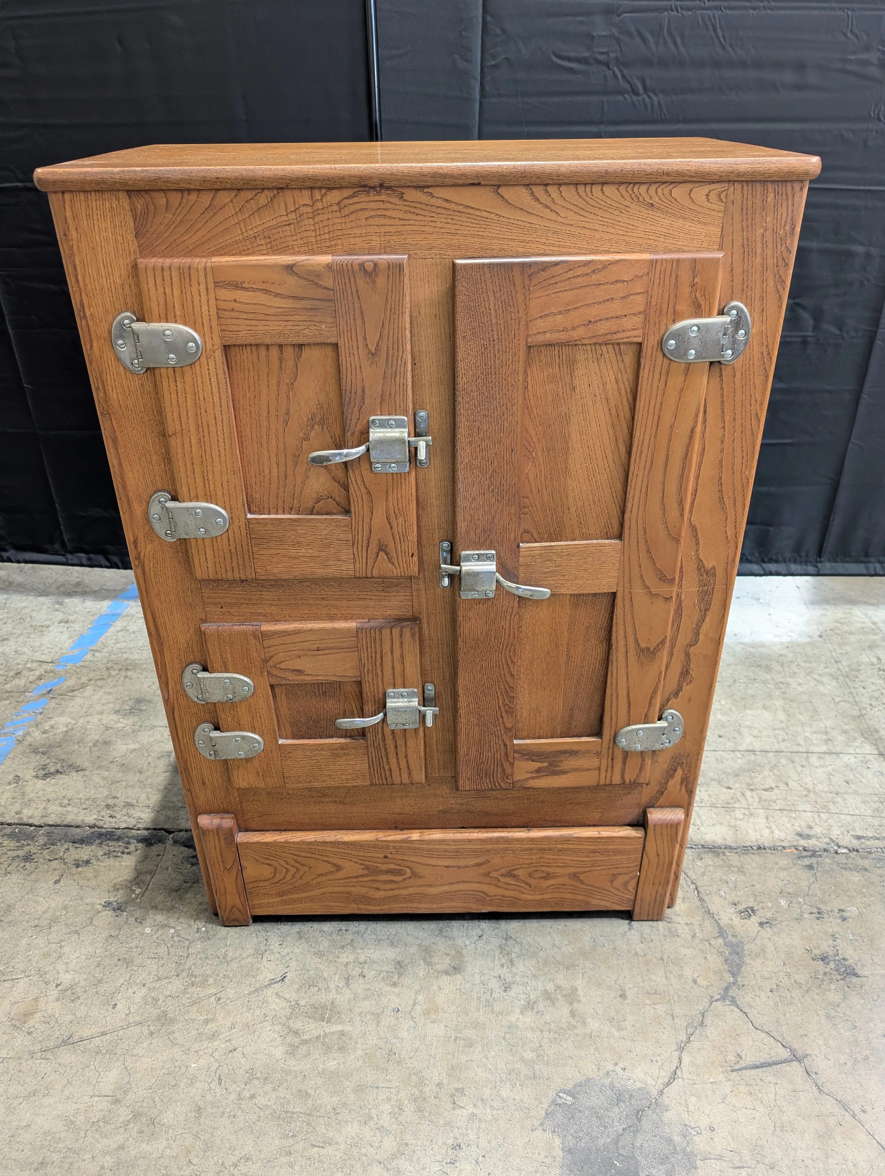 Rustic Wood Storage Cabinet with Paneled Doors and Metal Latches - Image 3