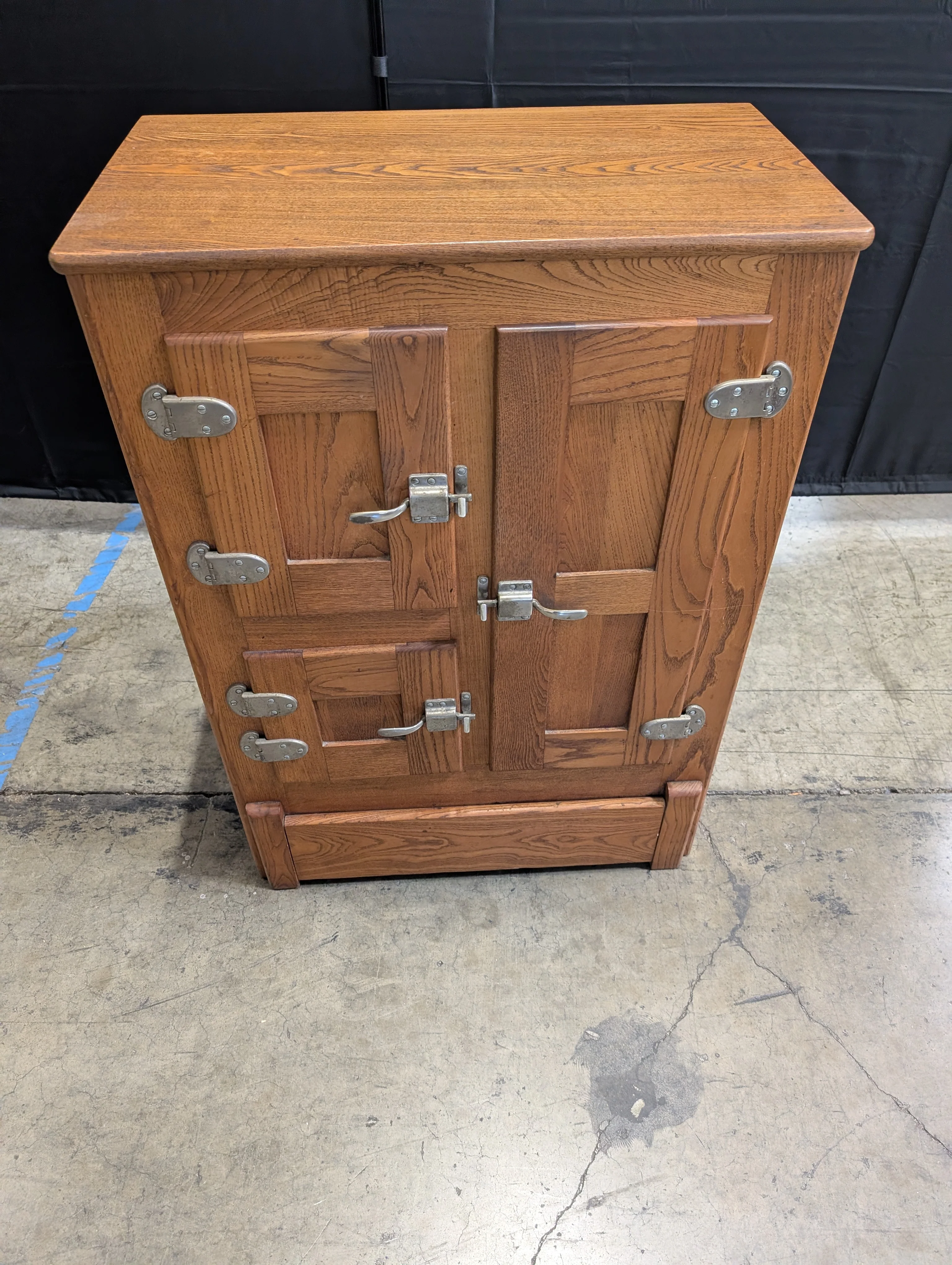 Rustic Wood Storage Cabinet with Paneled Doors and Metal Latches - Image 4