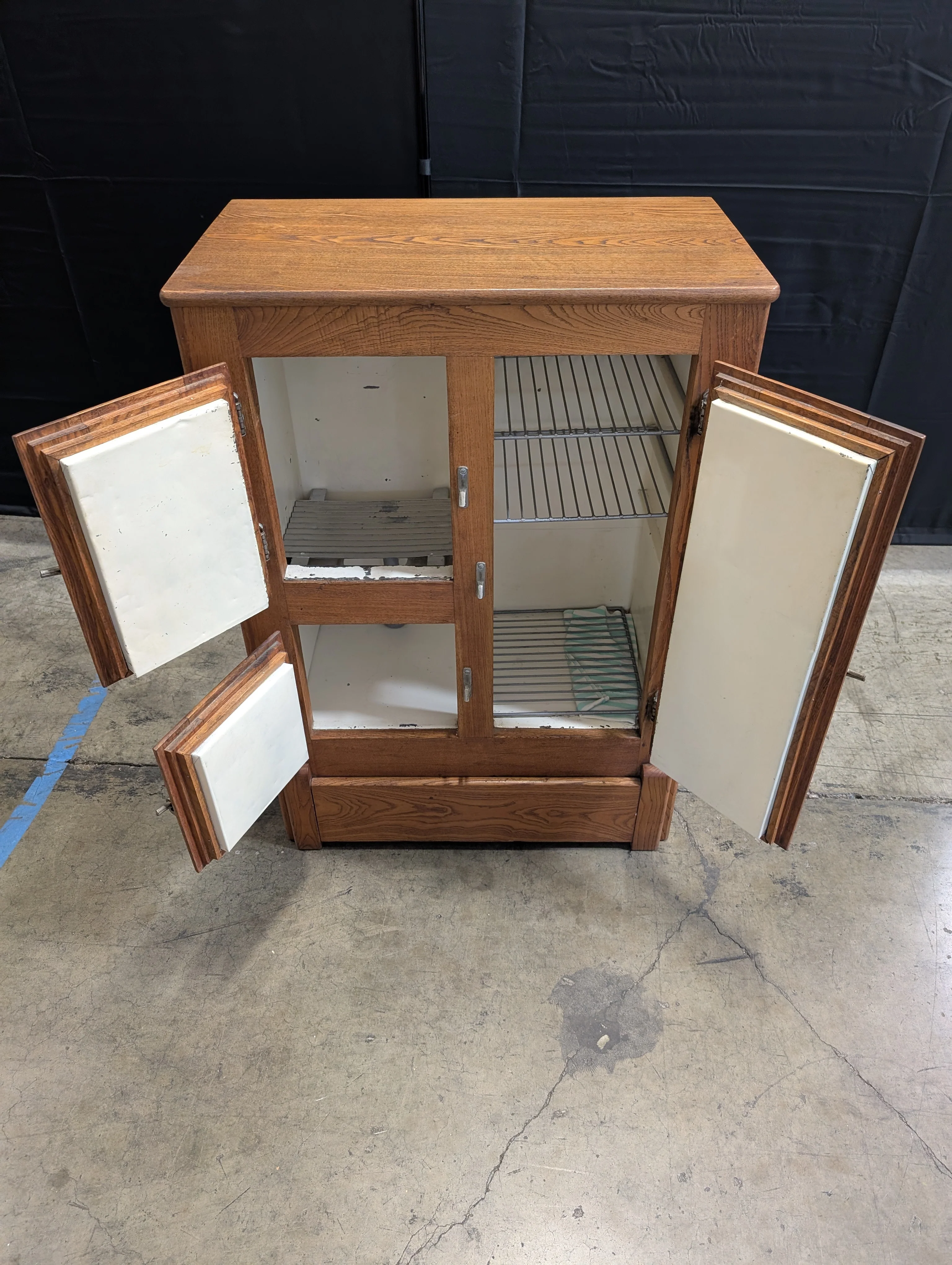 Rustic Wood Storage Cabinet with Paneled Doors and Metal Latches - Image 5