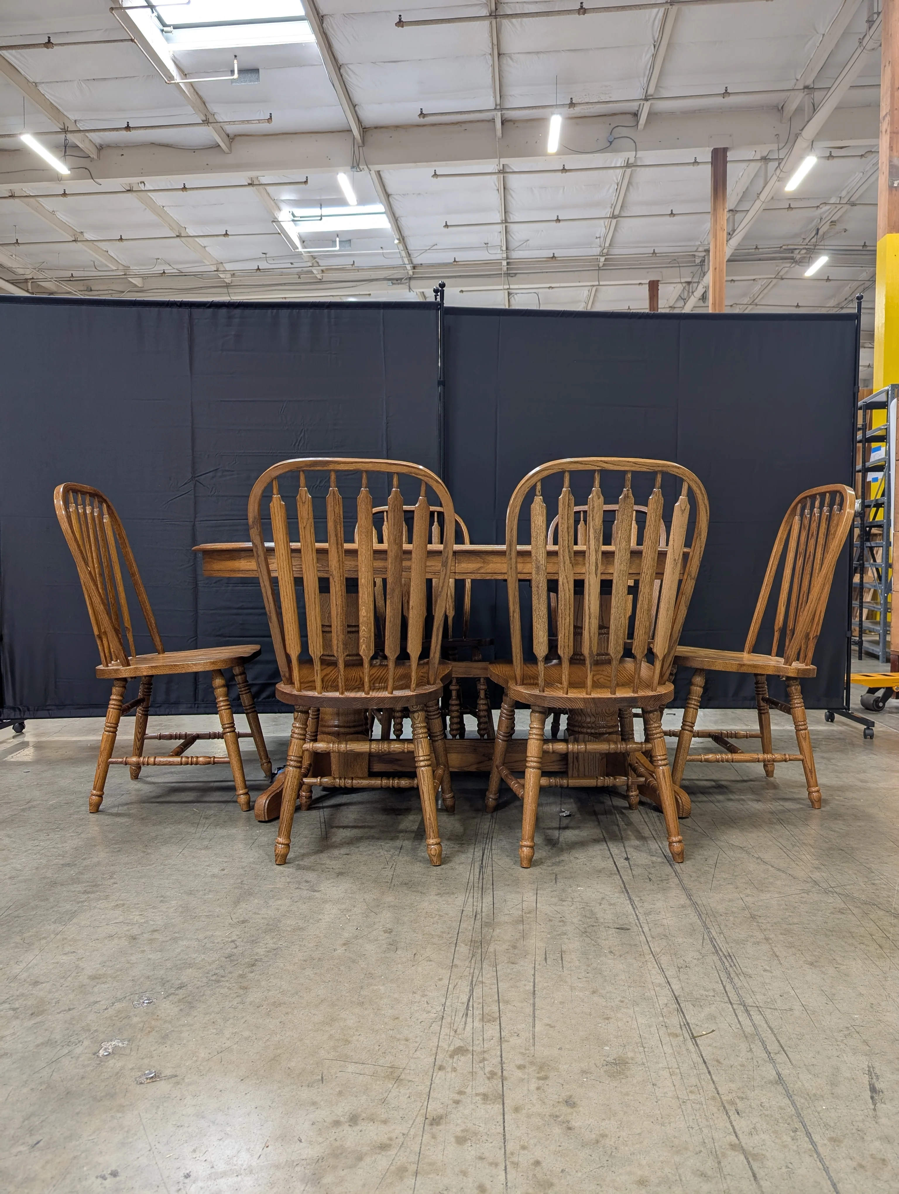 Oak Finish Dining Table with Six Spindle Back Chairs - Image 3