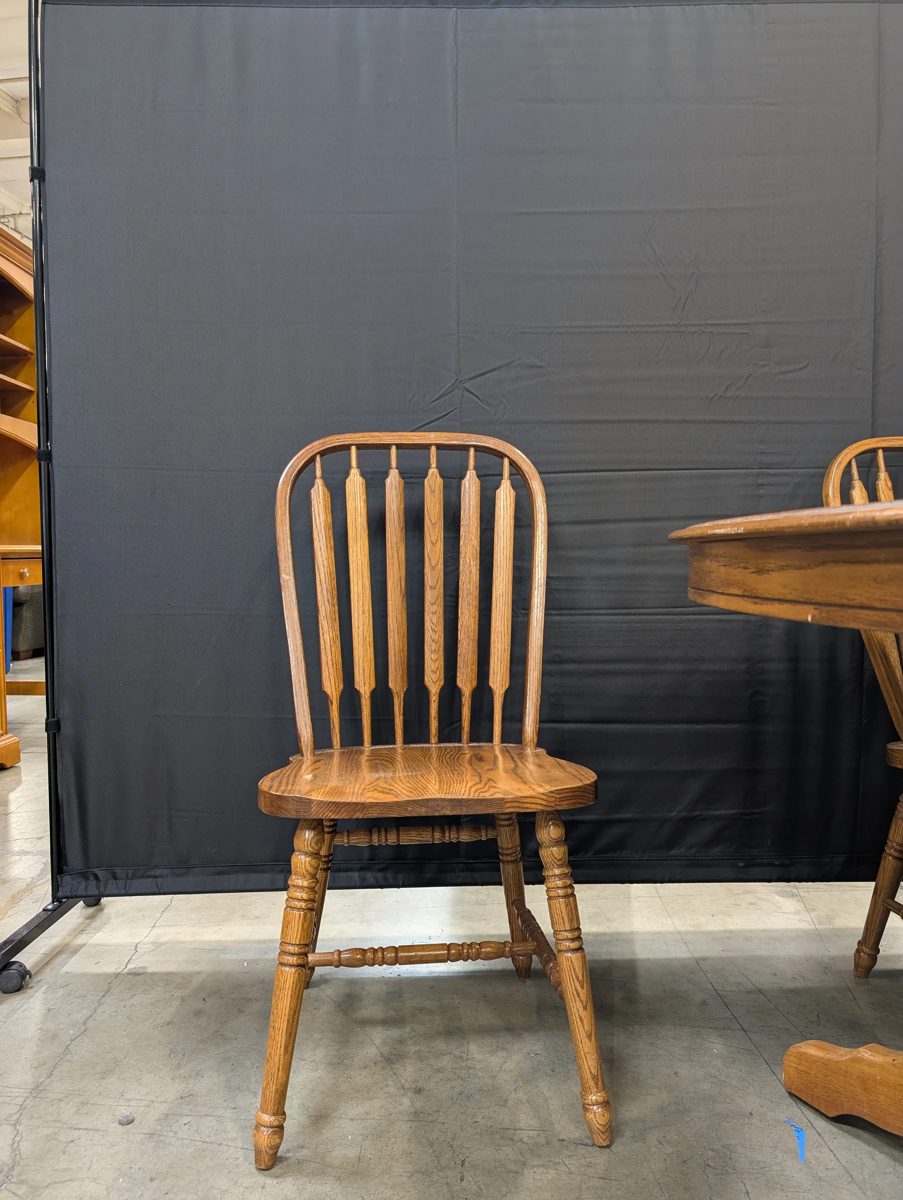 Oak Finish Dining Table with Six Spindle Back Chairs - Image 8