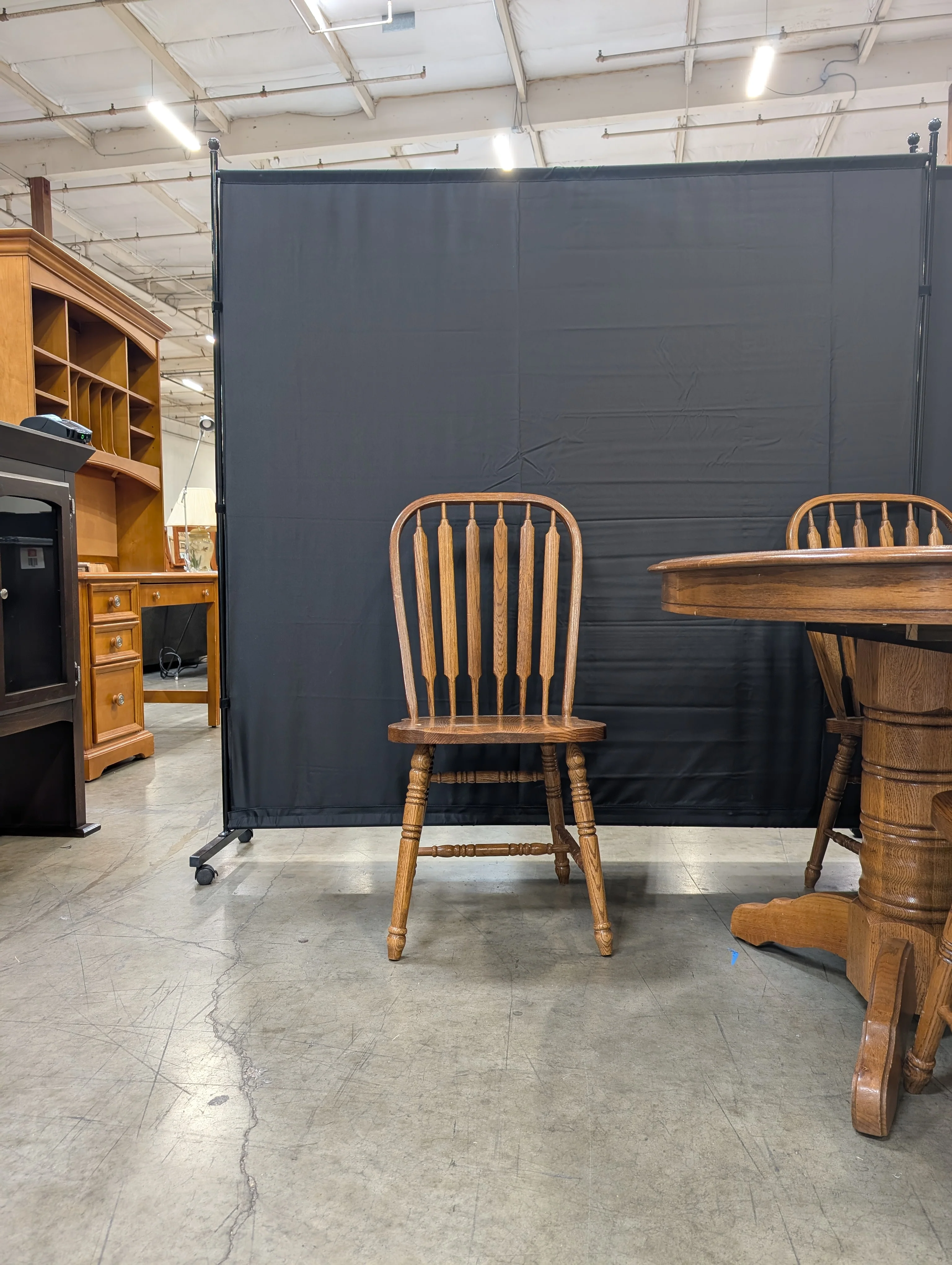 Oak Finish Dining Table with Six Spindle Back Chairs - Image 9