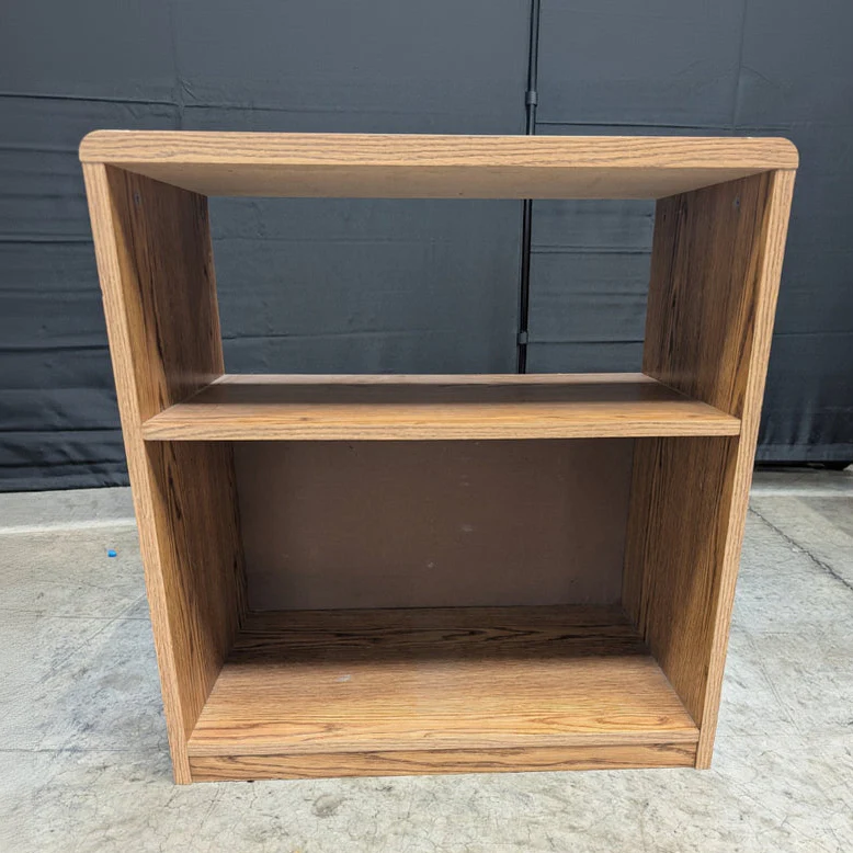 Compact Wood-Grain Two-Shelf Bookcase