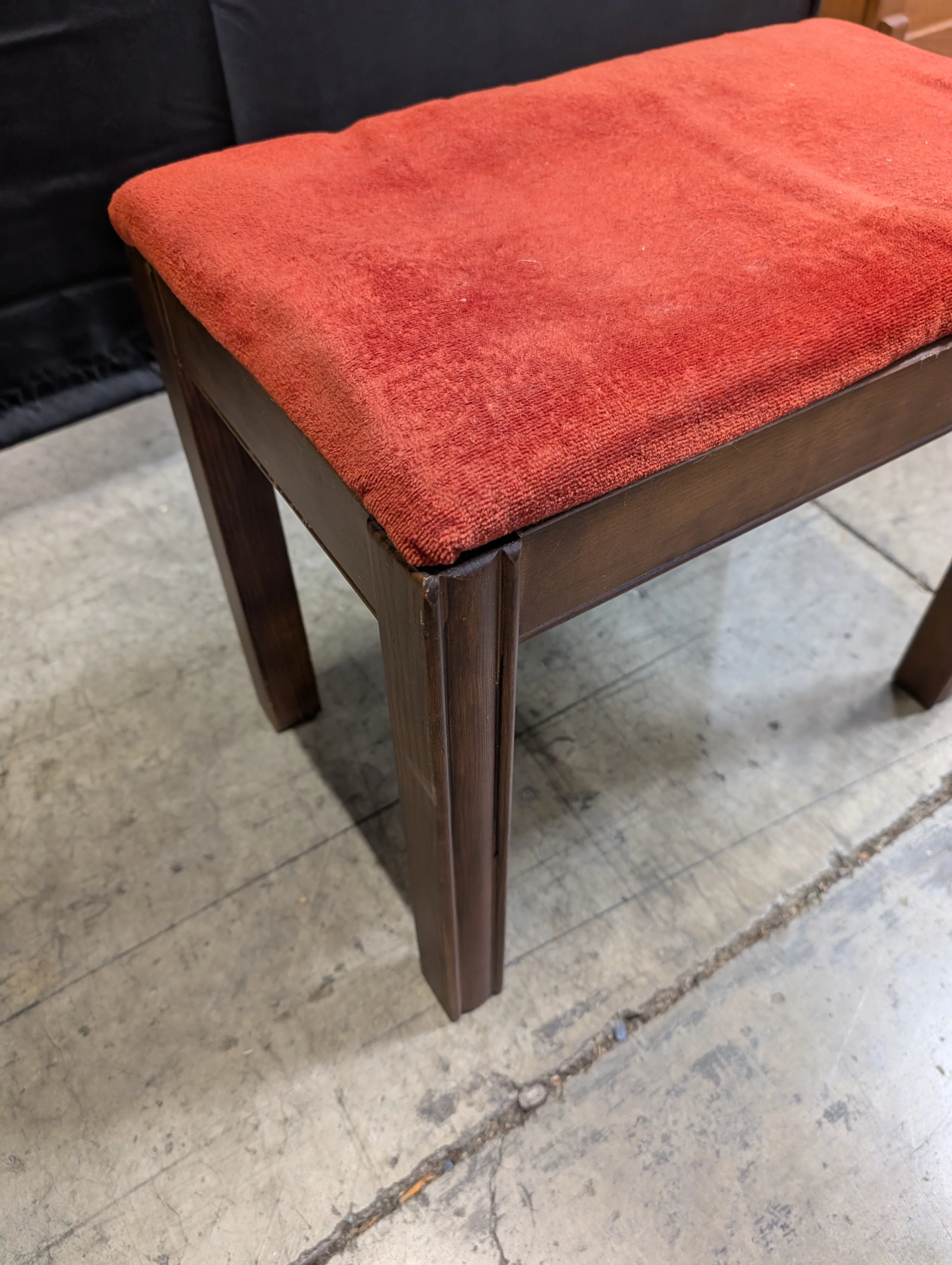 Red Reupholstered Stool - Image 4