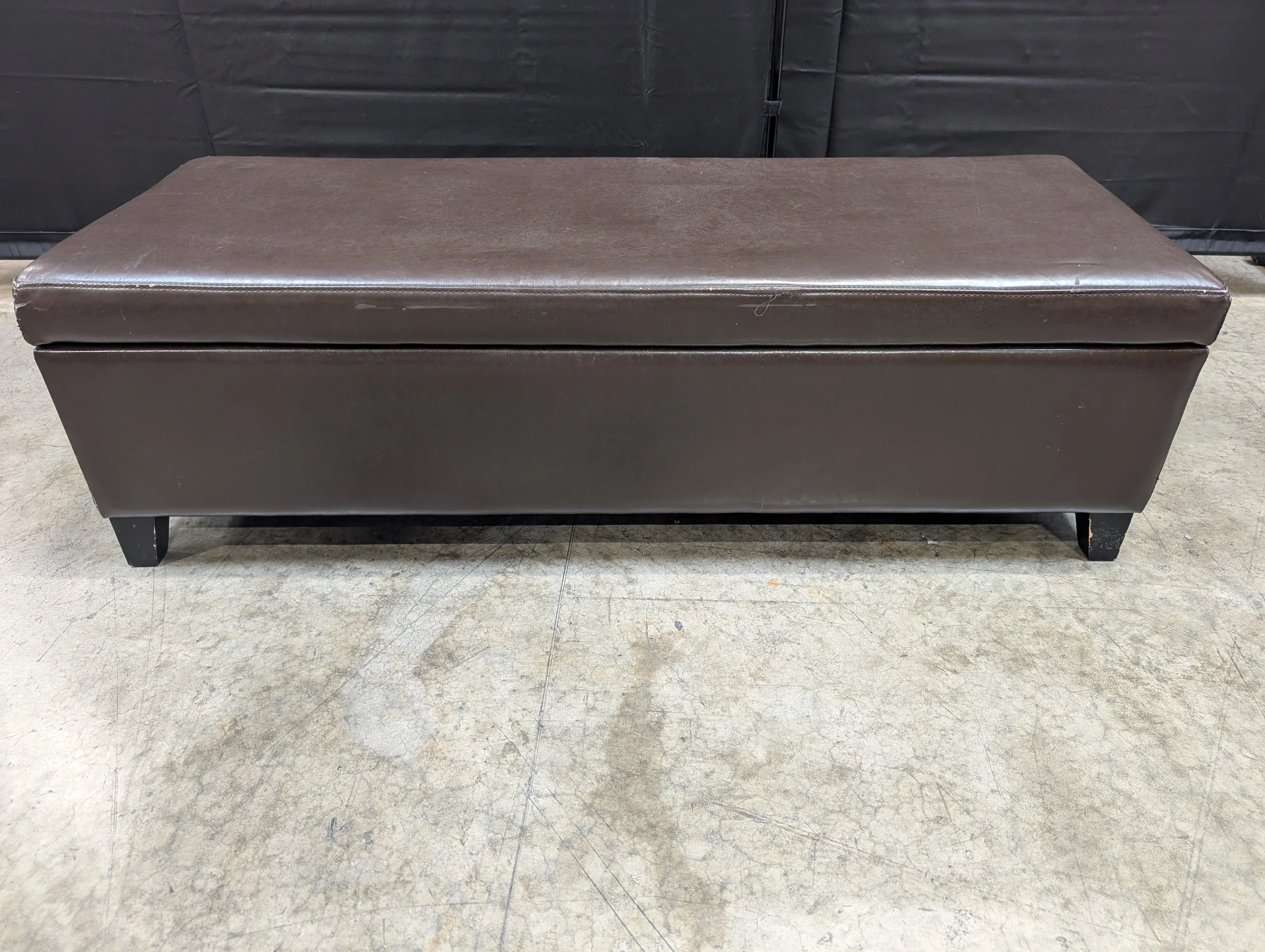 Dark Brown Upholstered Rectangular Ottoman with Cedar Inside - Image 2