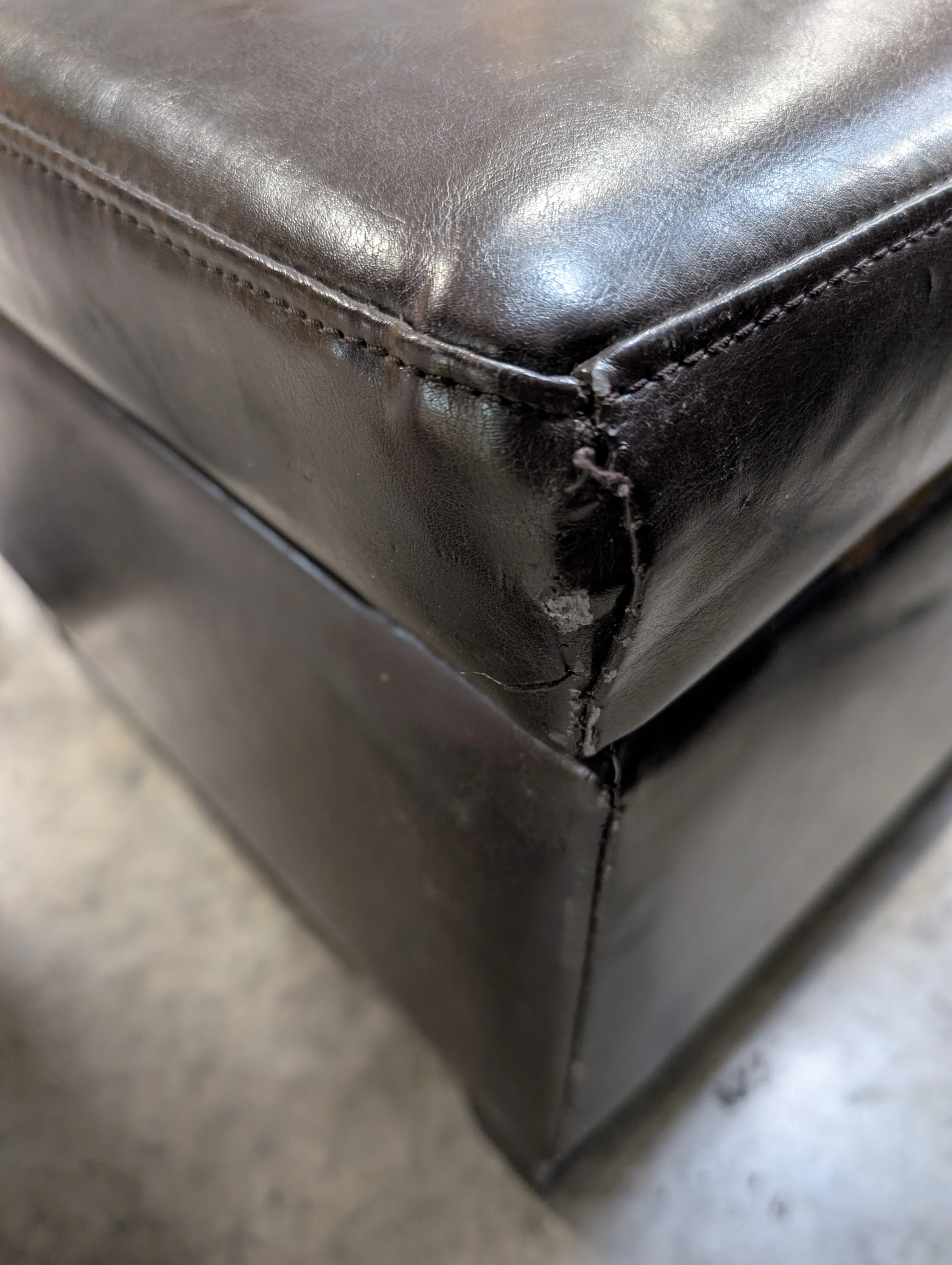 Dark Brown Upholstered Rectangular Ottoman with Cedar Inside - Image 7