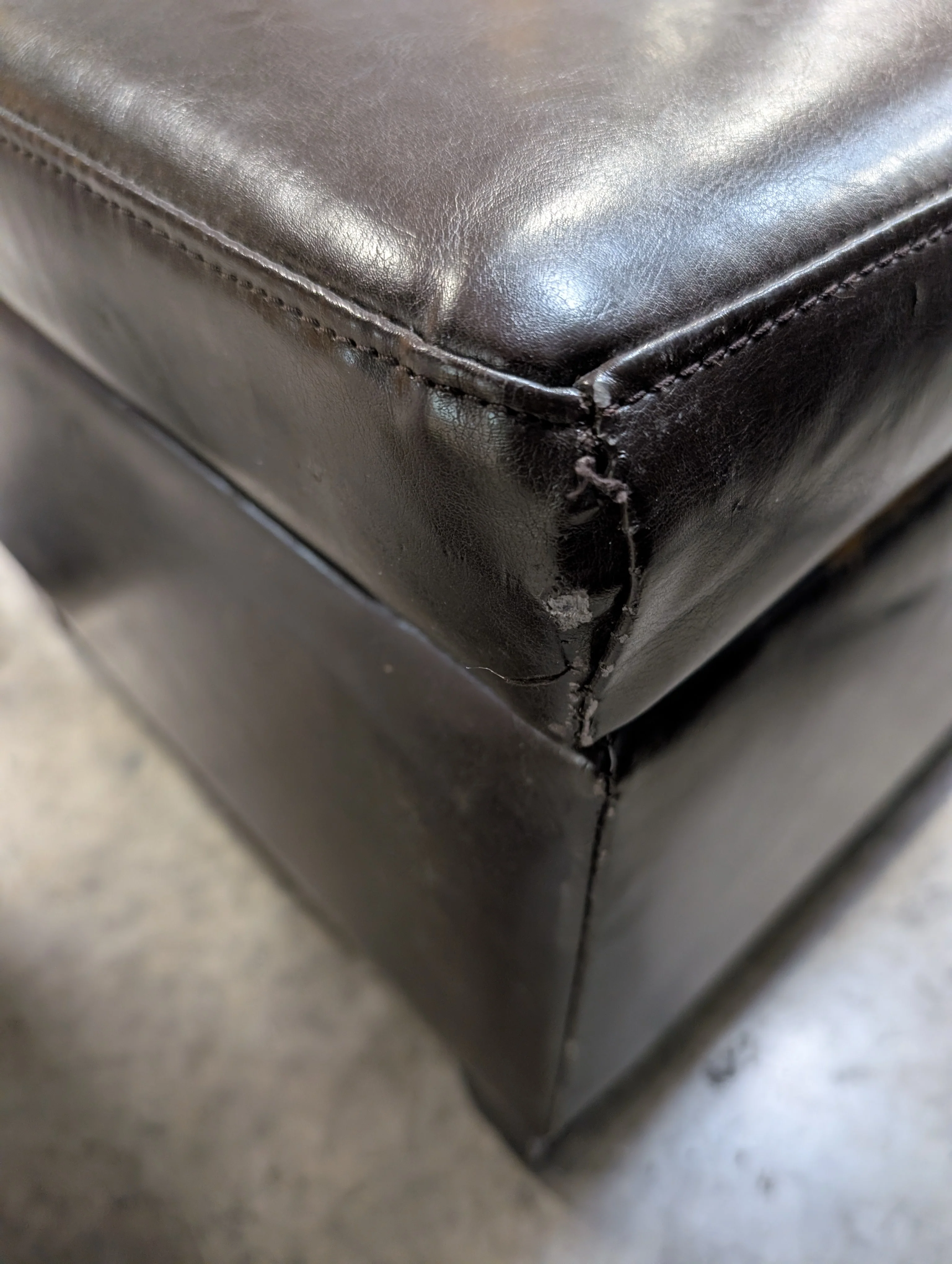 Dark Brown Upholstered Rectangular Ottoman with Cedar Inside - Image 8