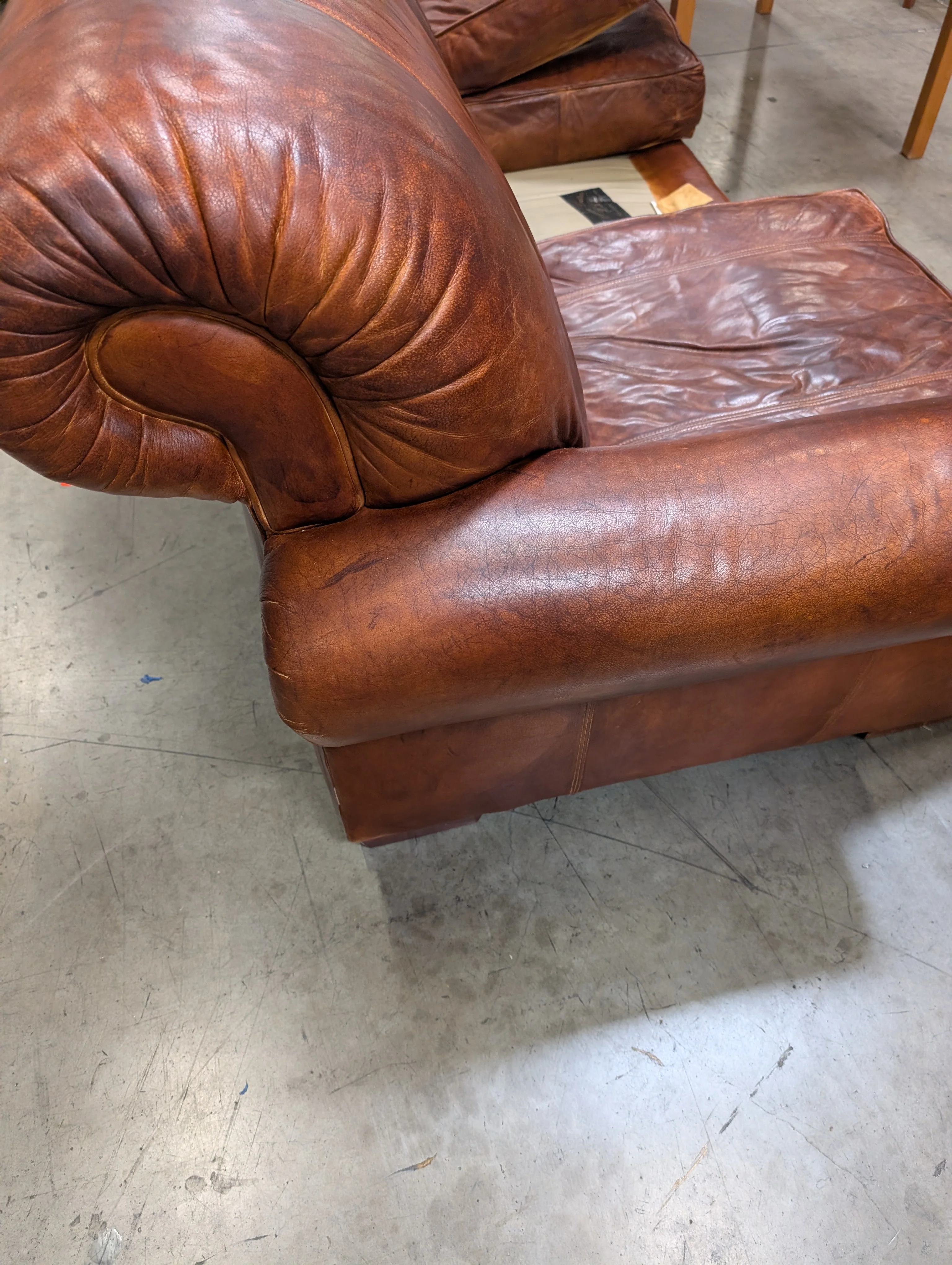 Lauren Leather Co. Full-Grain Distressed Leather Sofa - Custom Made High End - Made in USA (2 Available) - Image 16