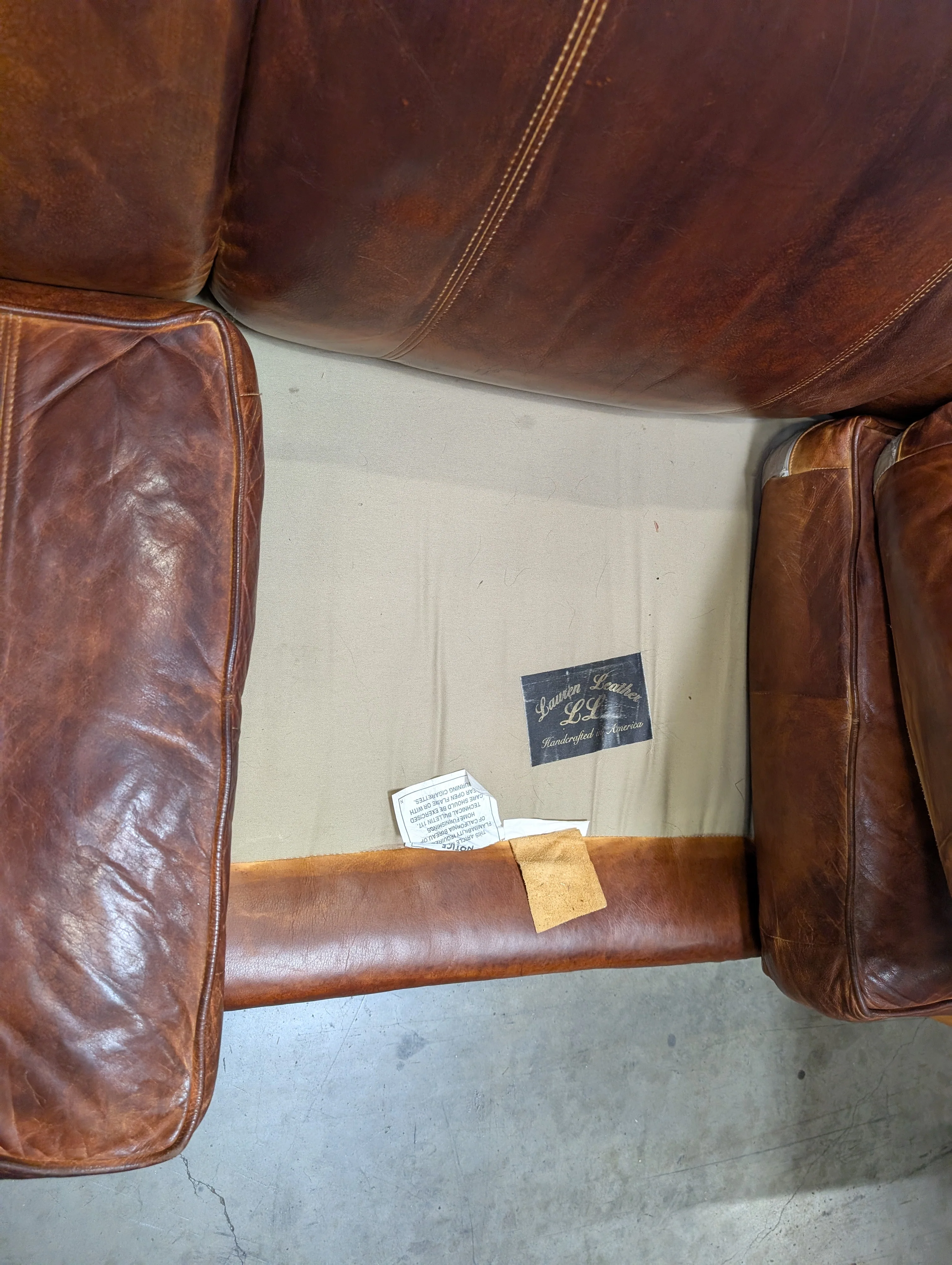 Lauren Leather Co. Full-Grain Distressed Leather Sofa - Custom Made High End - Made in USA (2 Available) - Image 19