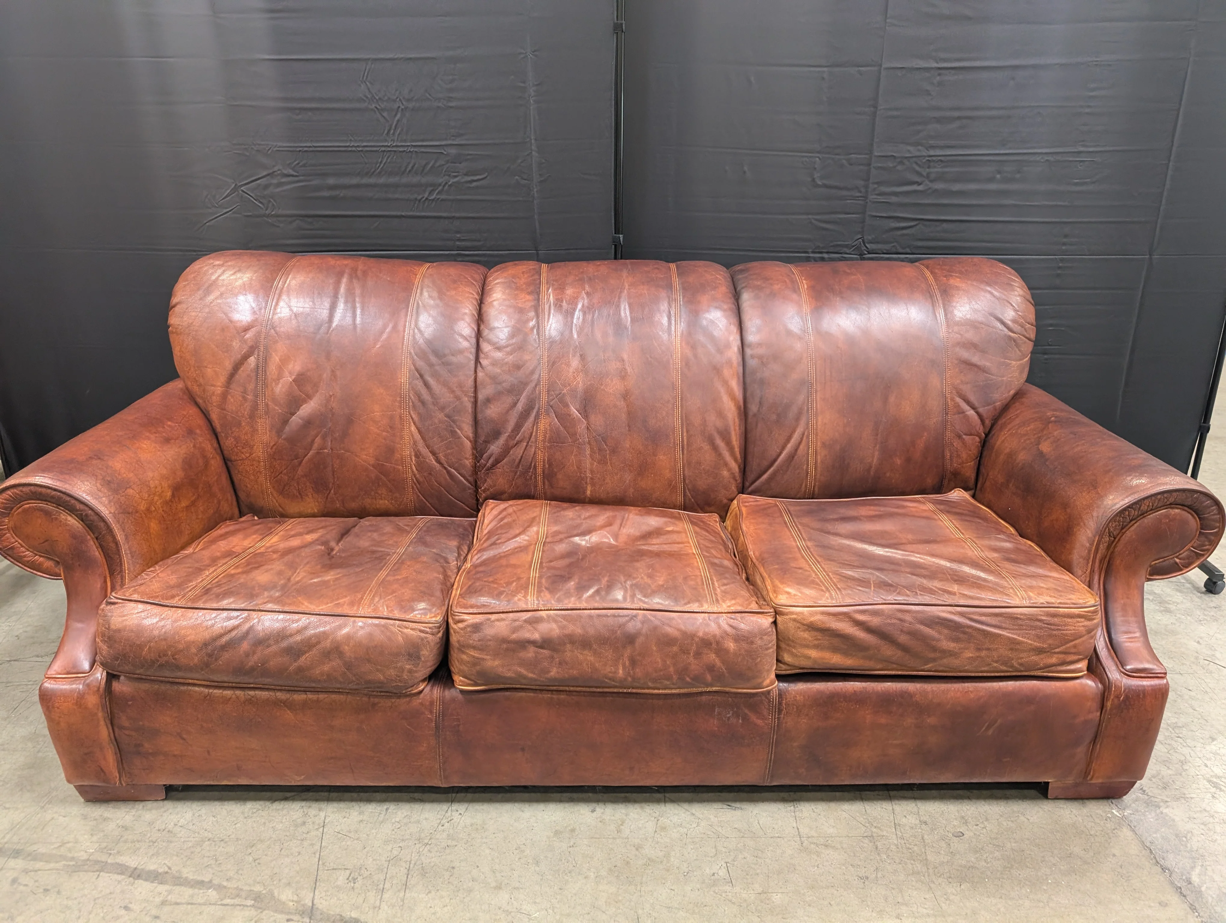 Lauren Leather Co. Full-Grain Distressed Leather Sofa - Custom Made High End - Made in USA (2 Available) - Image 2