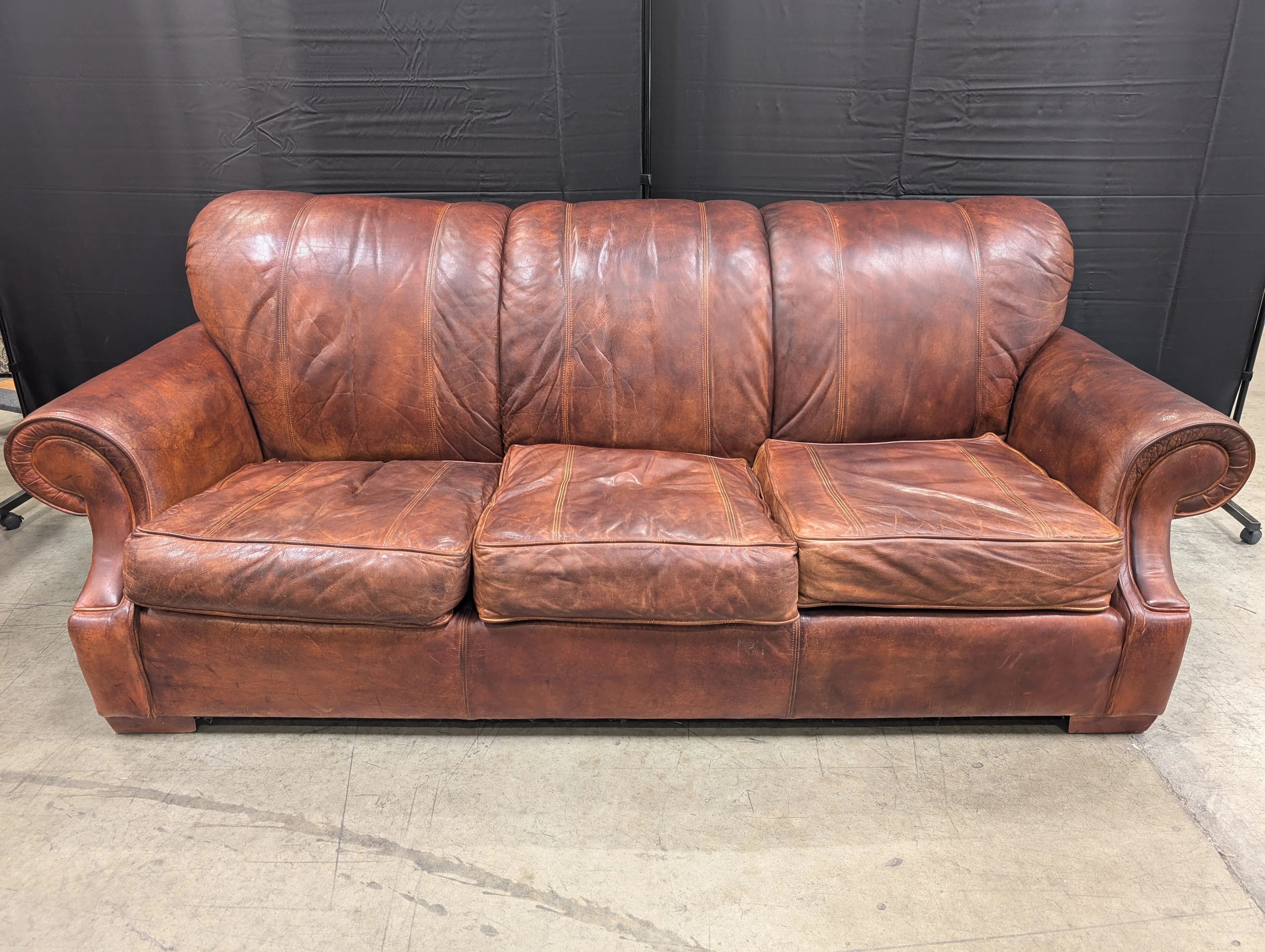 Lauren Leather Co. Full-Grain Distressed Leather Sofa - Custom Made High End - Made in USA (2 Available) - Image 5
