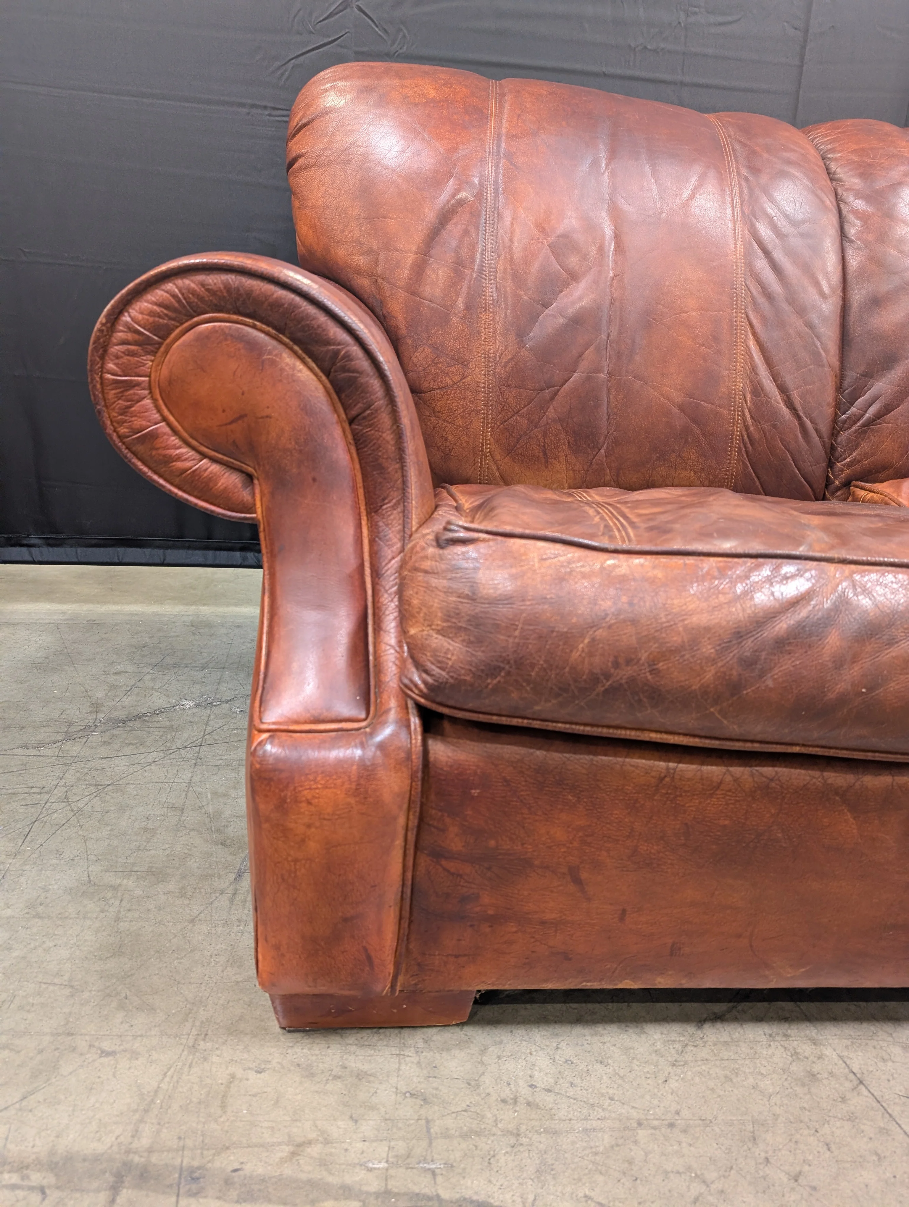 Lauren Leather Co. Full-Grain Distressed Leather Sofa - Custom Made High End - Made in USA (2 Available) - Image 7