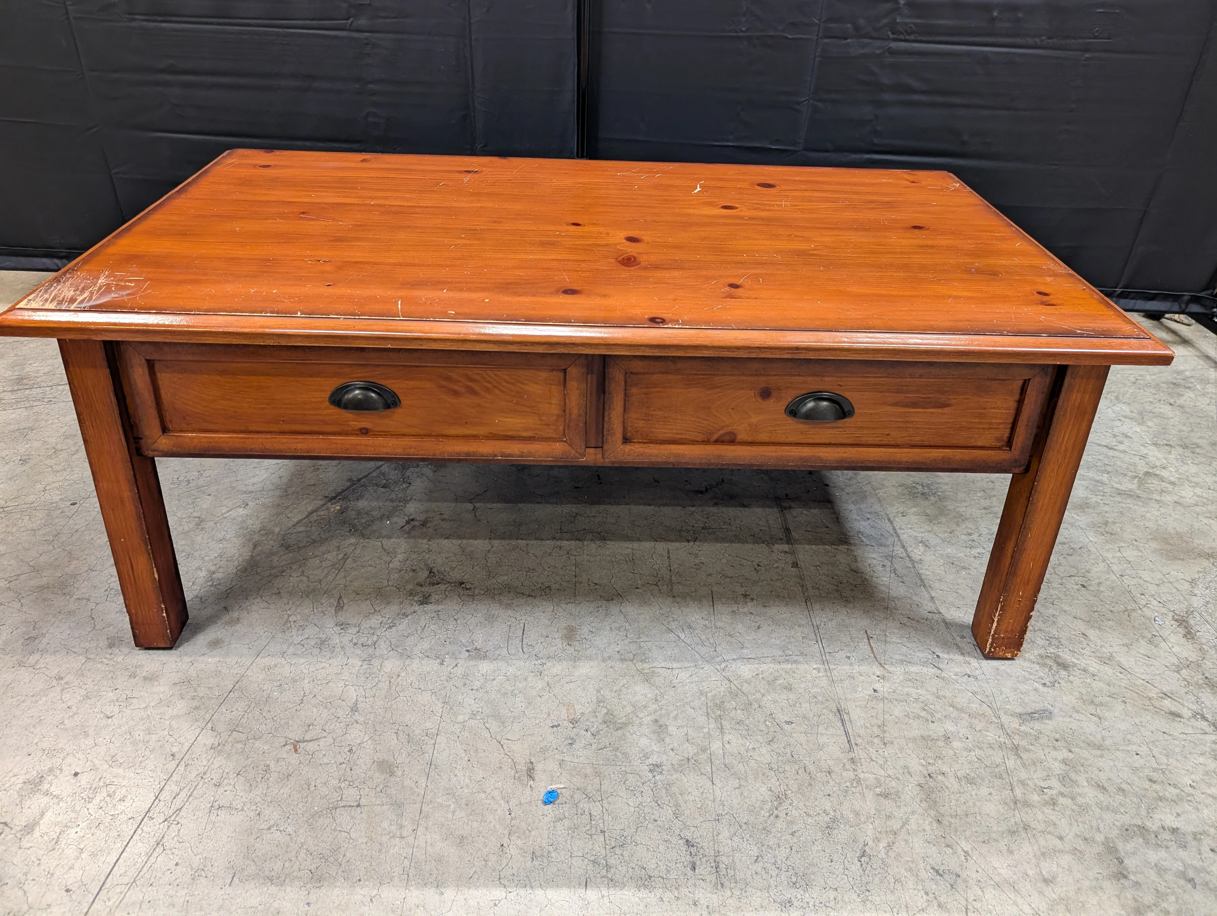 Used Hardwood Coffee Table with Two Storage Drawers - Image 8