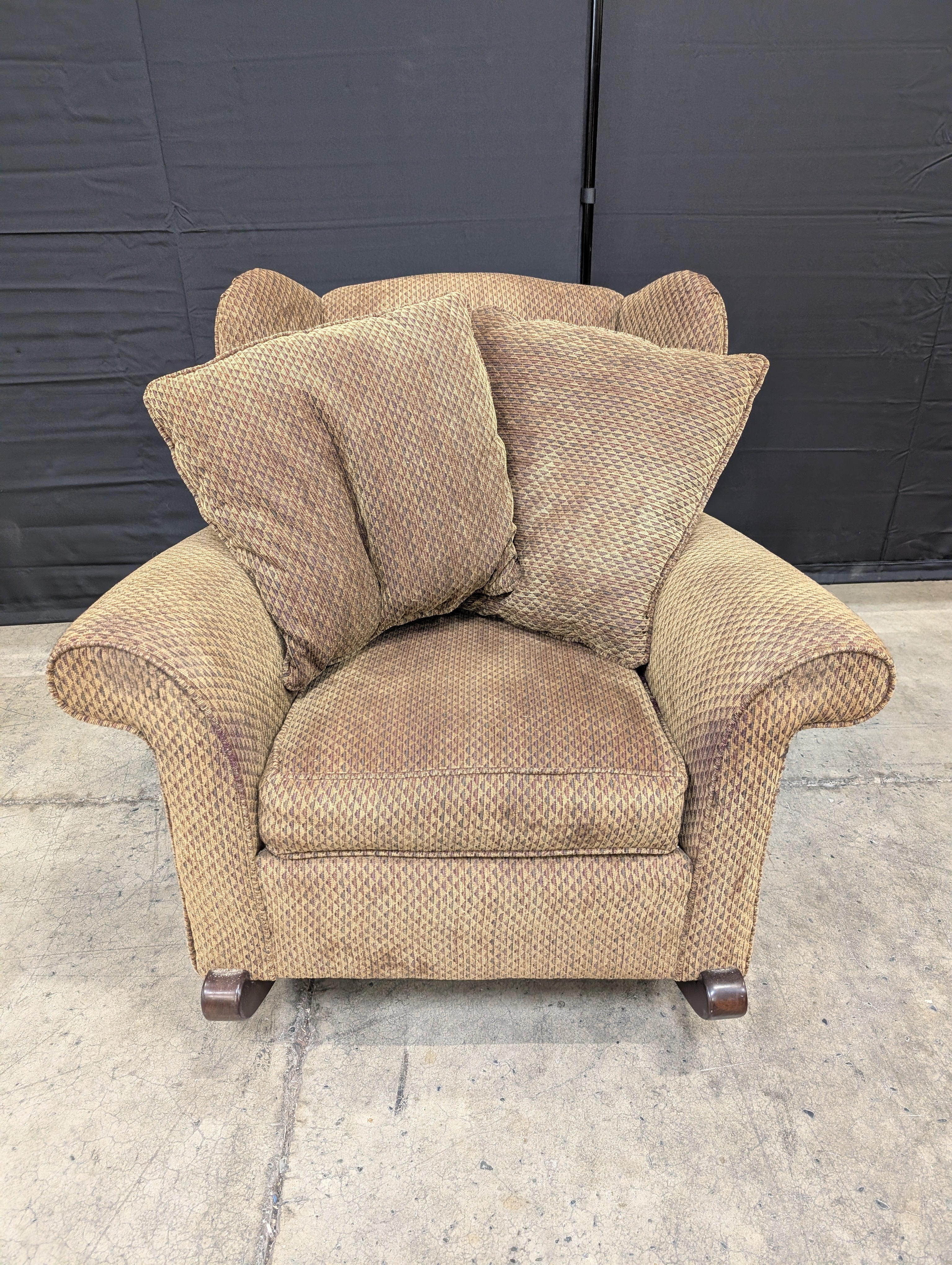 Traditional Wingback Armchair with Geometric Upholstery