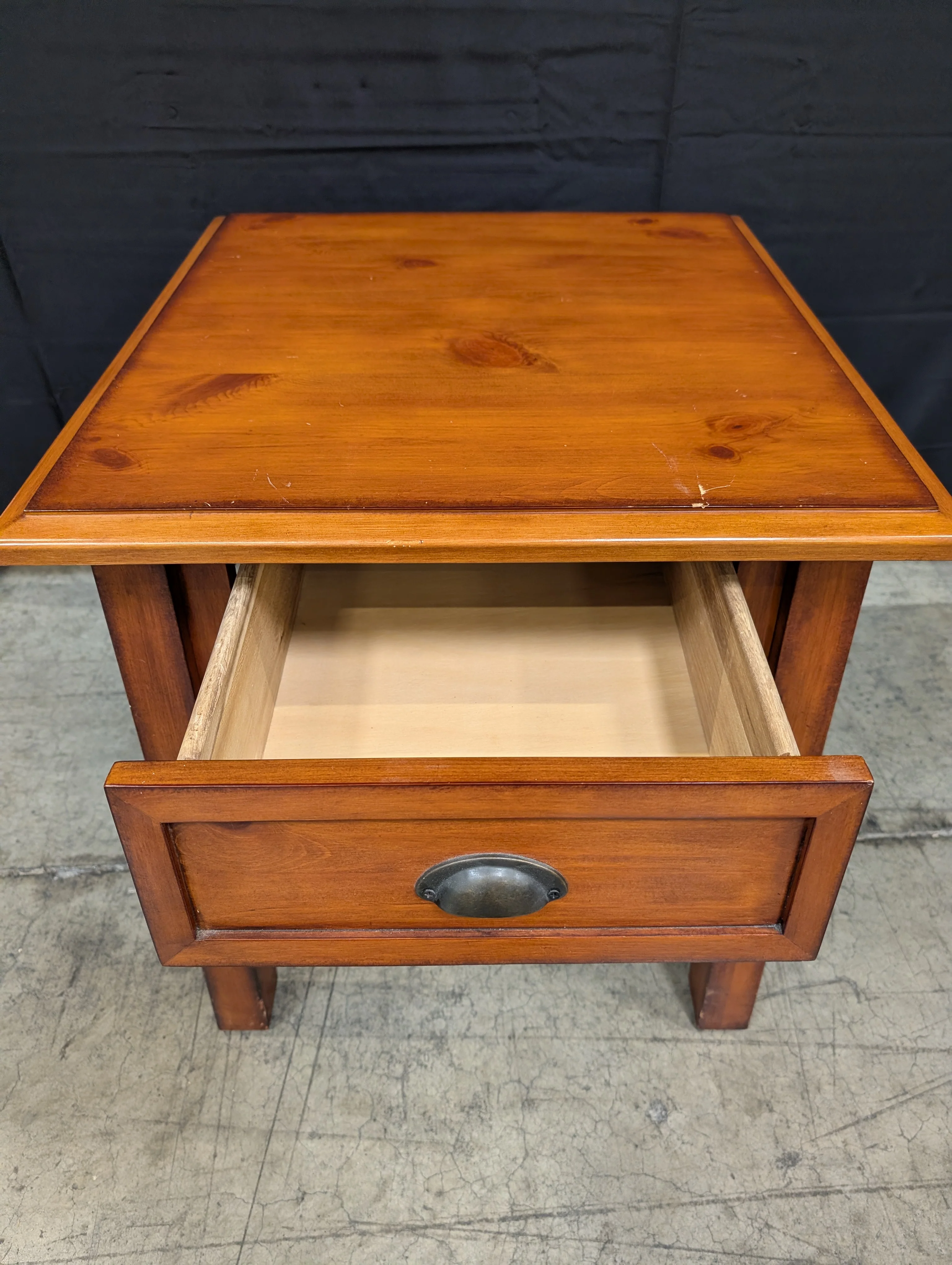 Rustic Wood Side Table with Drawer - Image 2